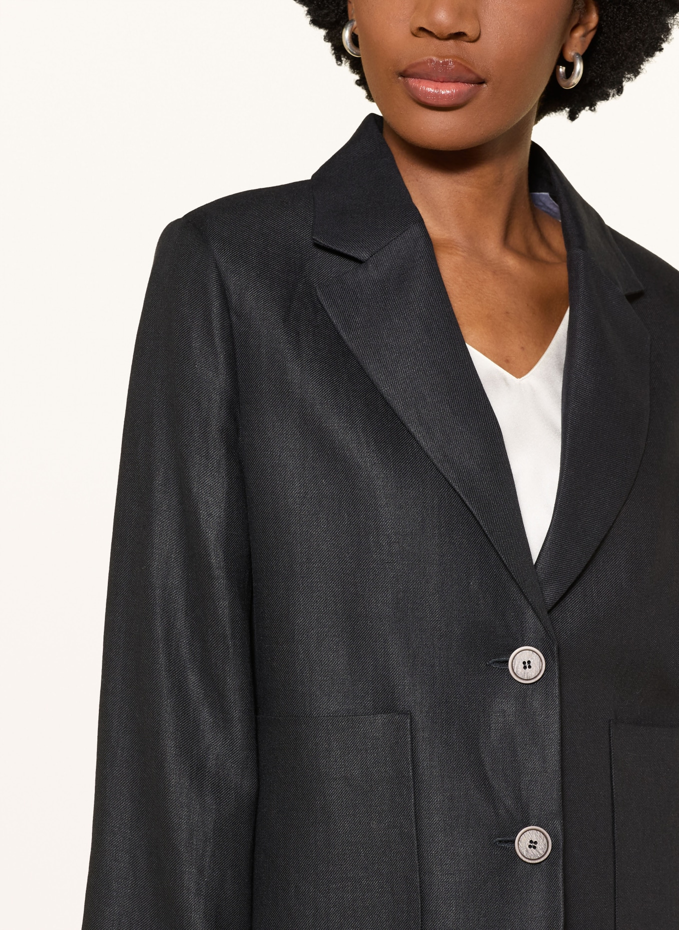 PESERICO linen blazer: DARK BLUE