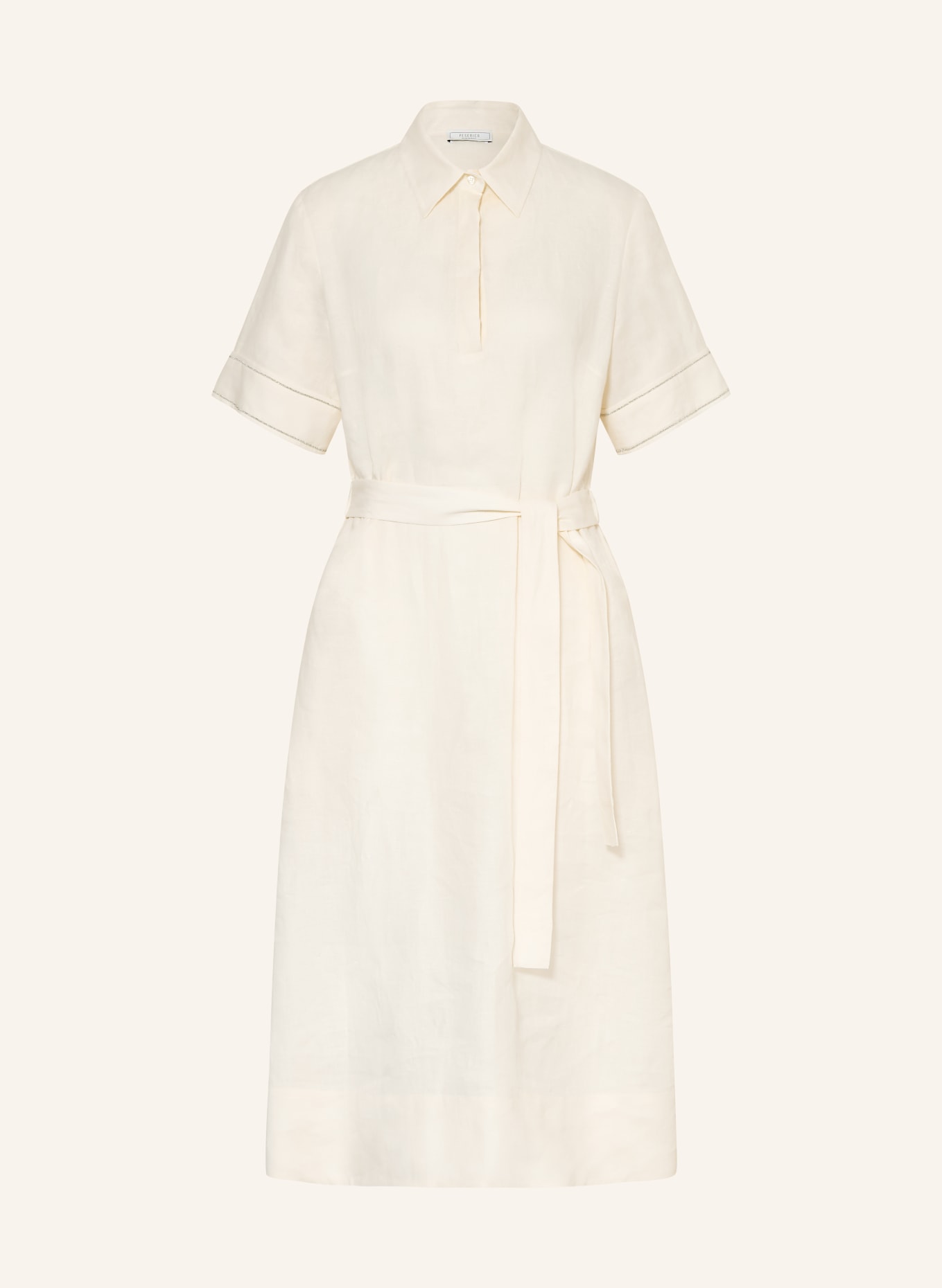 PESERICO Linnen jurk met strass-steentjes: ECRU