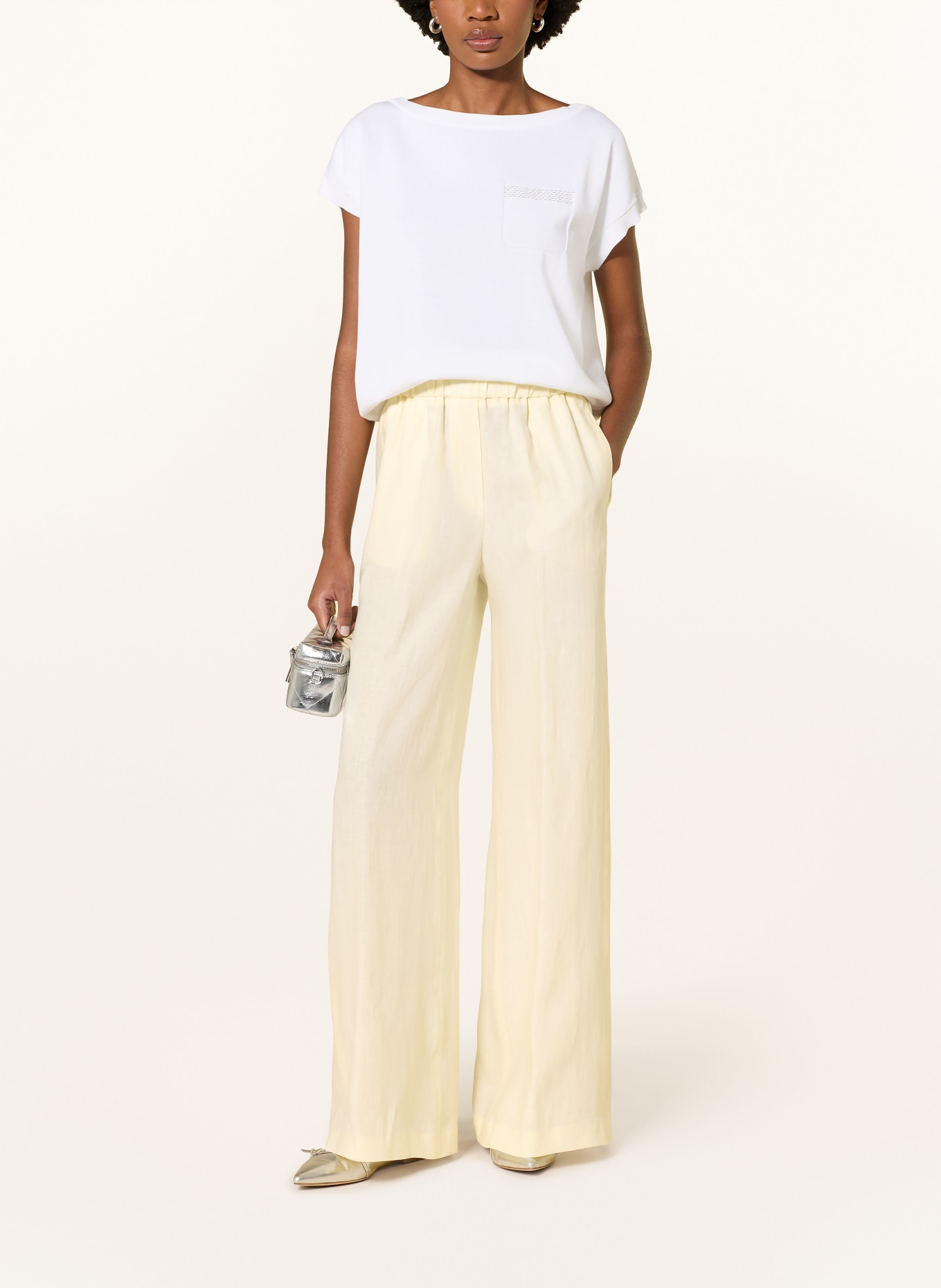 PESERICO Pantalon Marlene en lin: JAUNE CLAIR