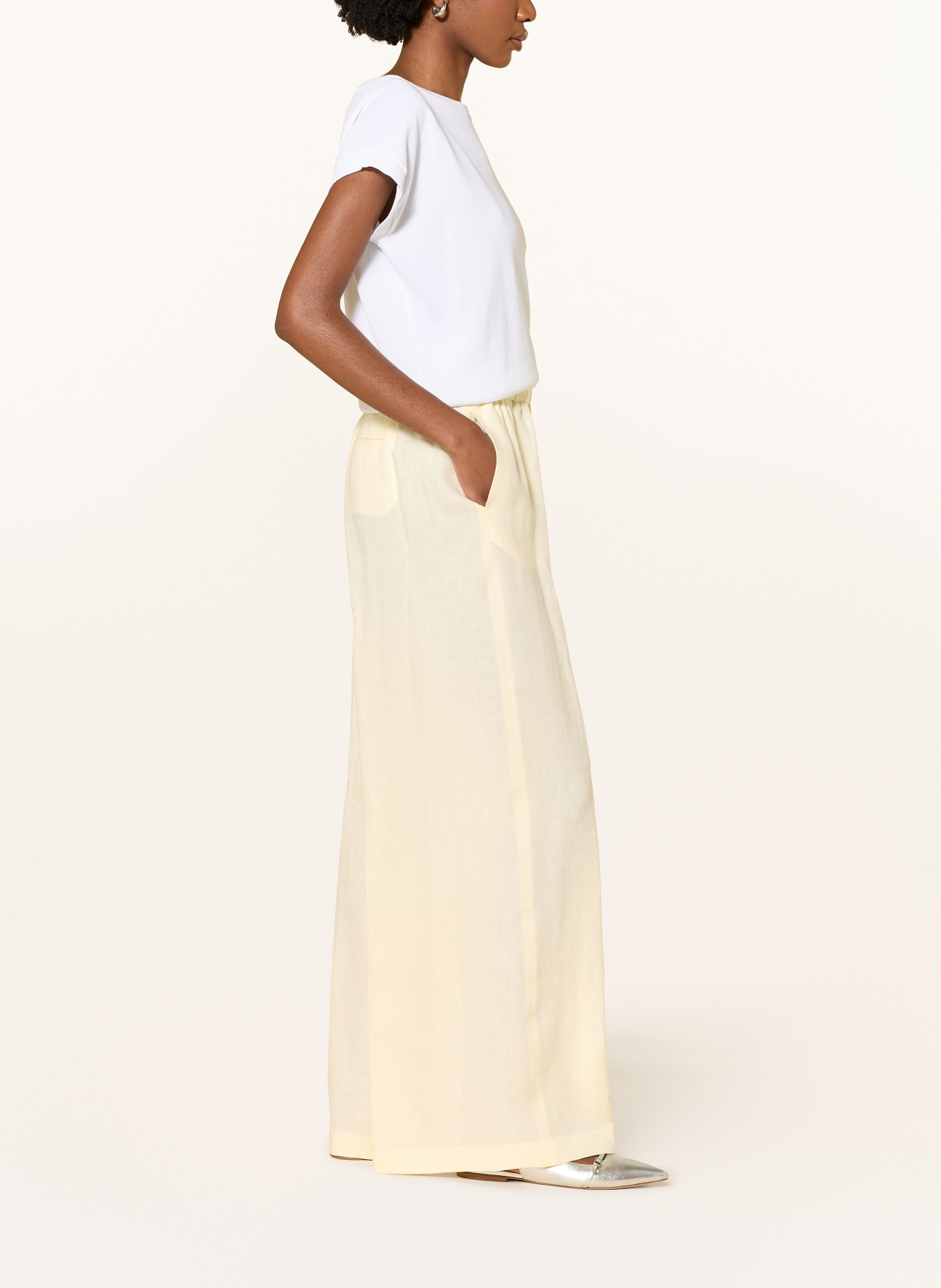 PESERICO Pantalon Marlene en lin: JAUNE CLAIR