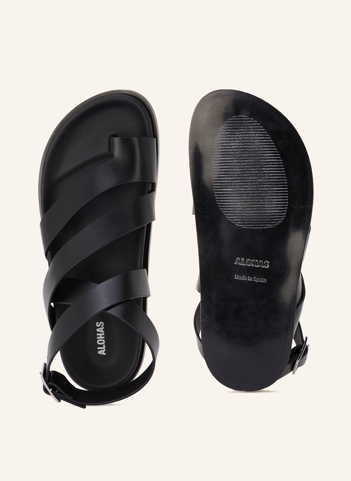 ALOHAS Sandalen TIDE: SCHWARZ / SILBER