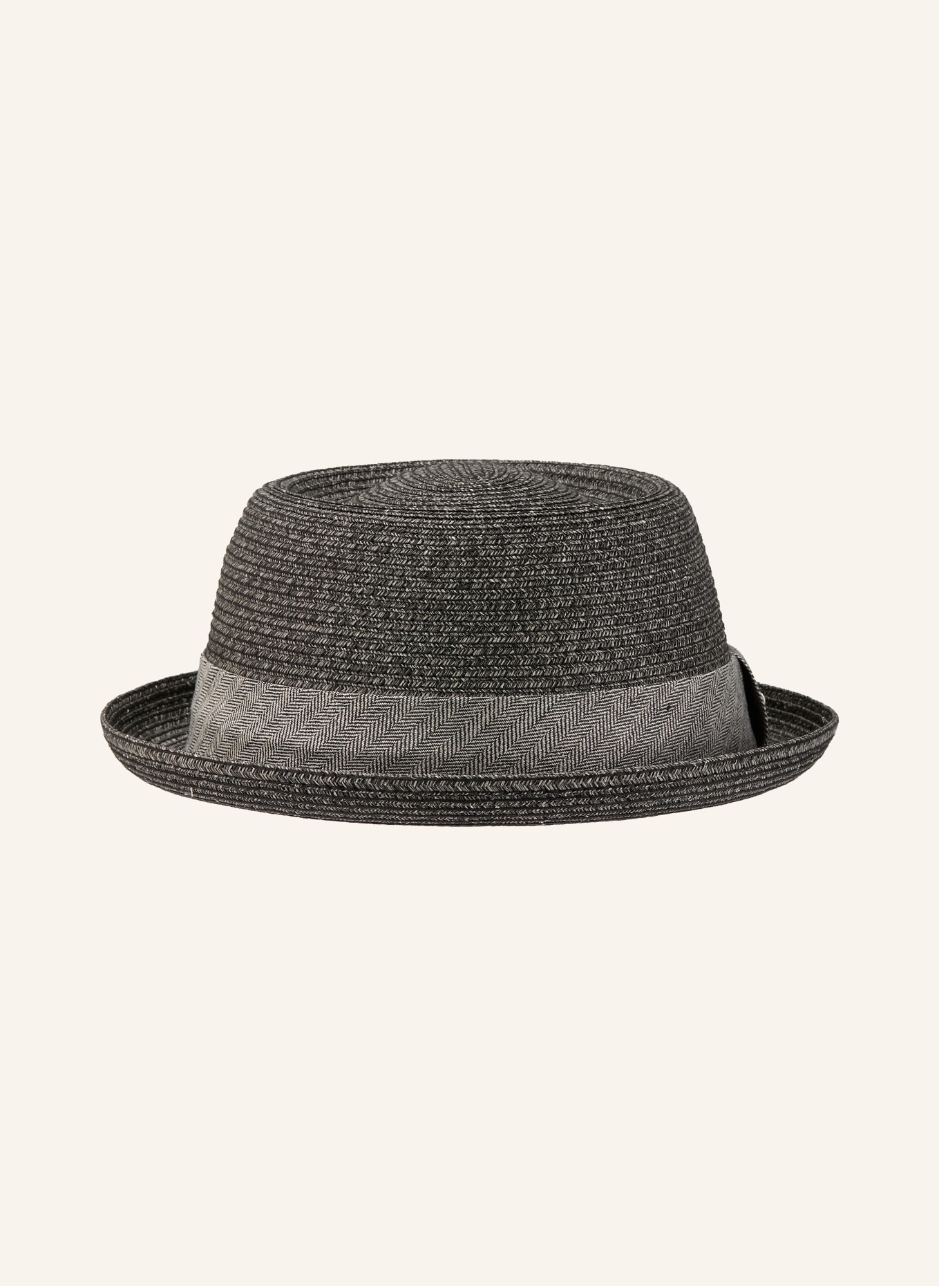 STETSON Straw hat TOYO PORK PIE: DARK GRAY / GRAY