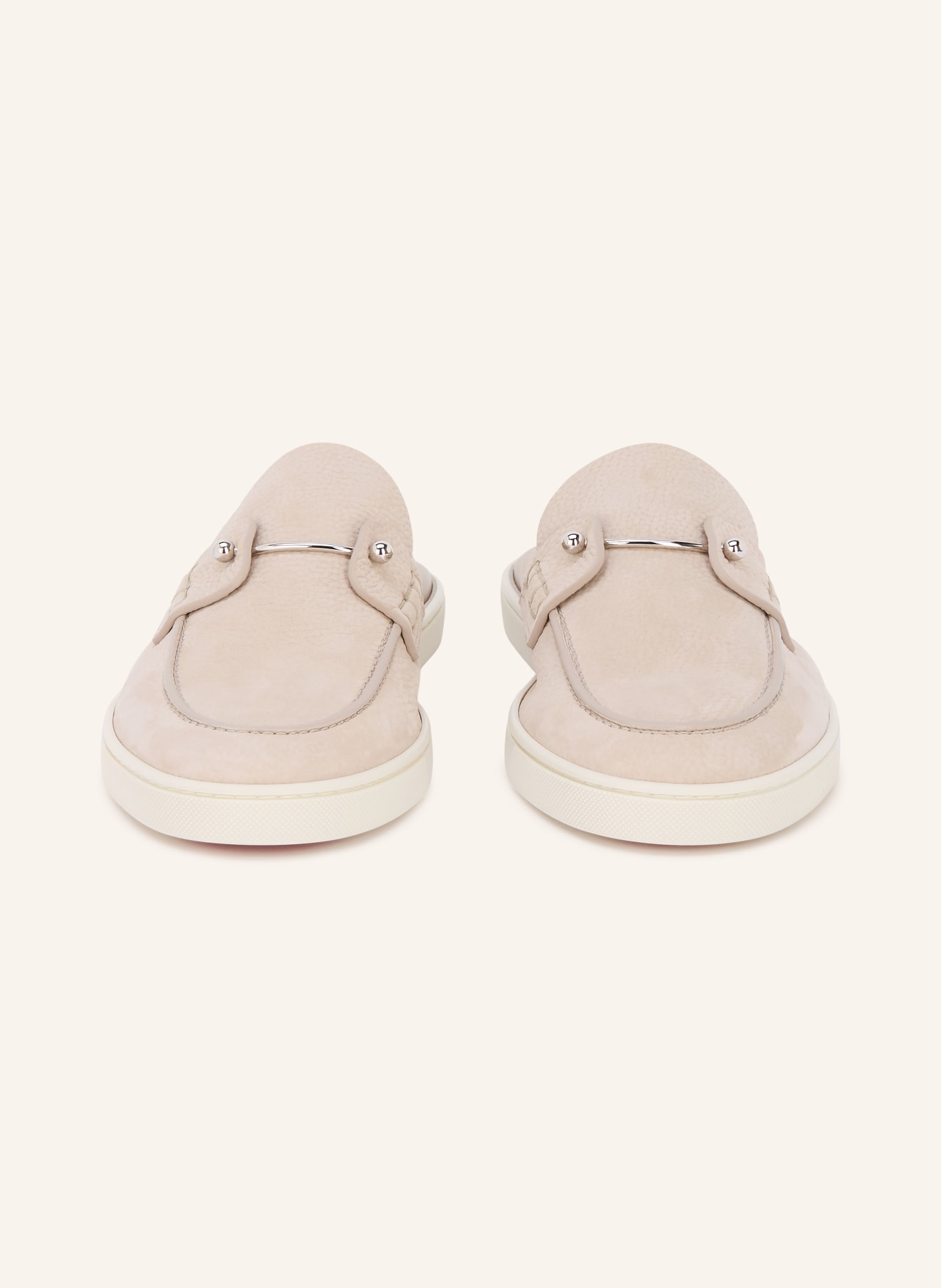 Christian Louboutin Pantoletten CHANME: TAUPE / SILBER