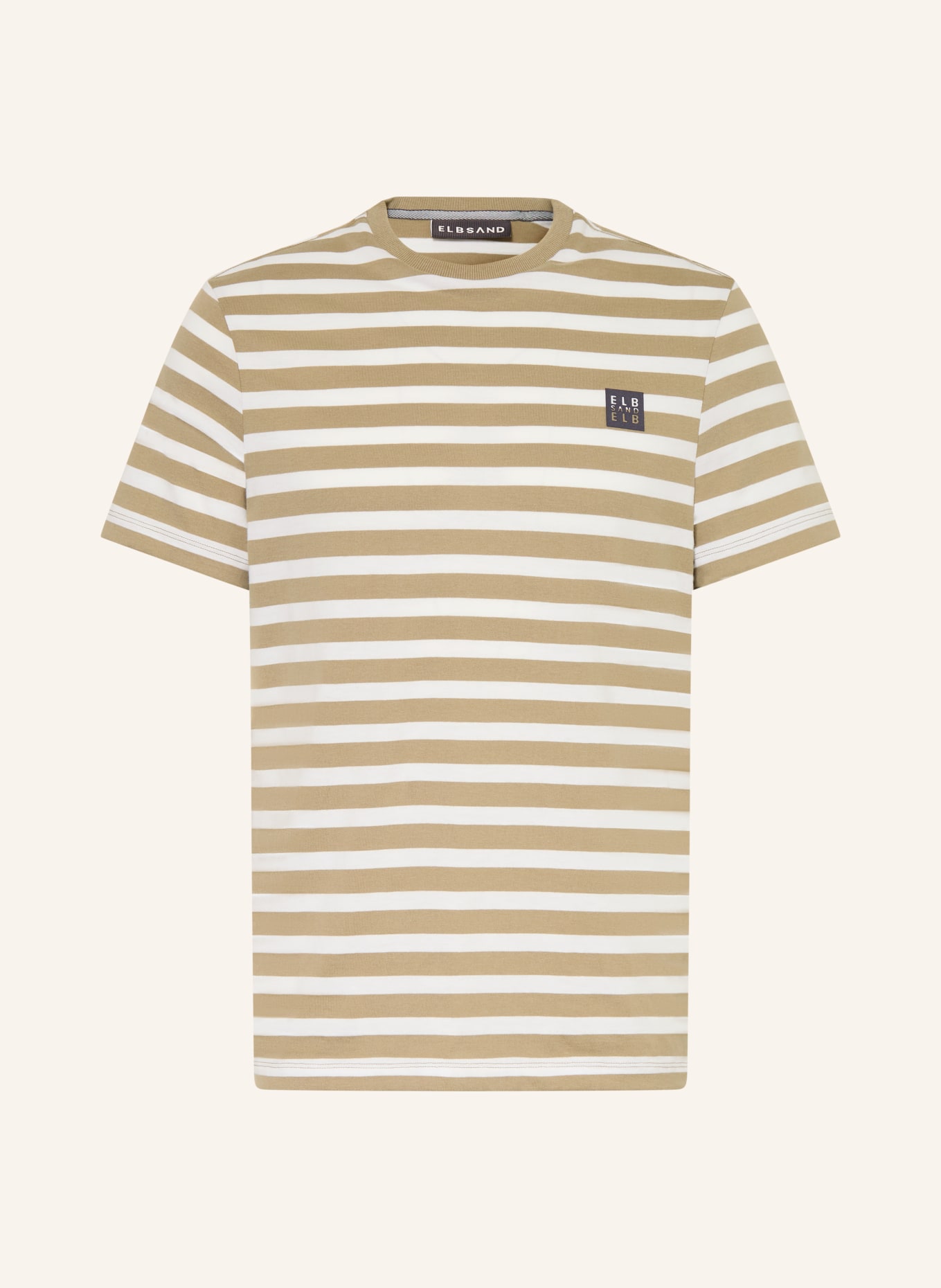 ELBSAND NOE T-shirt: BEIGE / WHITE