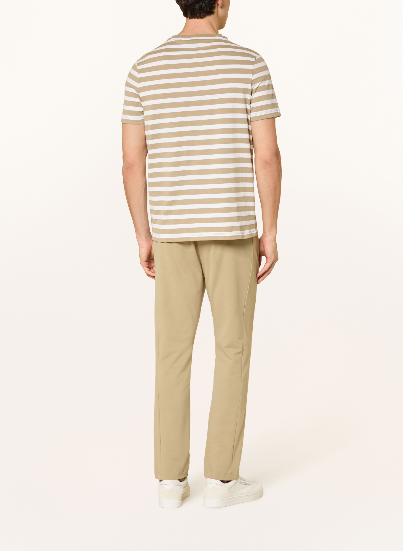 ELBSAND NOE T-shirt: BEIGE / WHITE