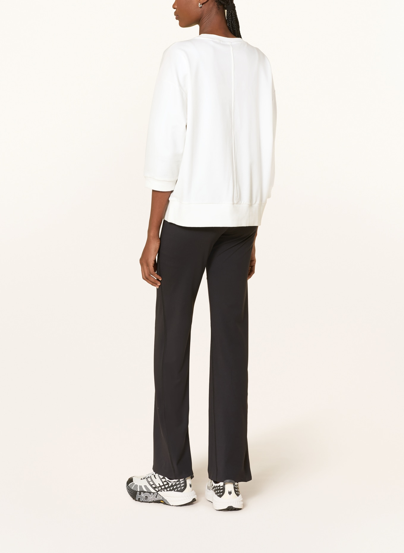 ELBSAND Sweatshirt PARVIN mit 3/4-Arm: WEISS / SCHWARZ