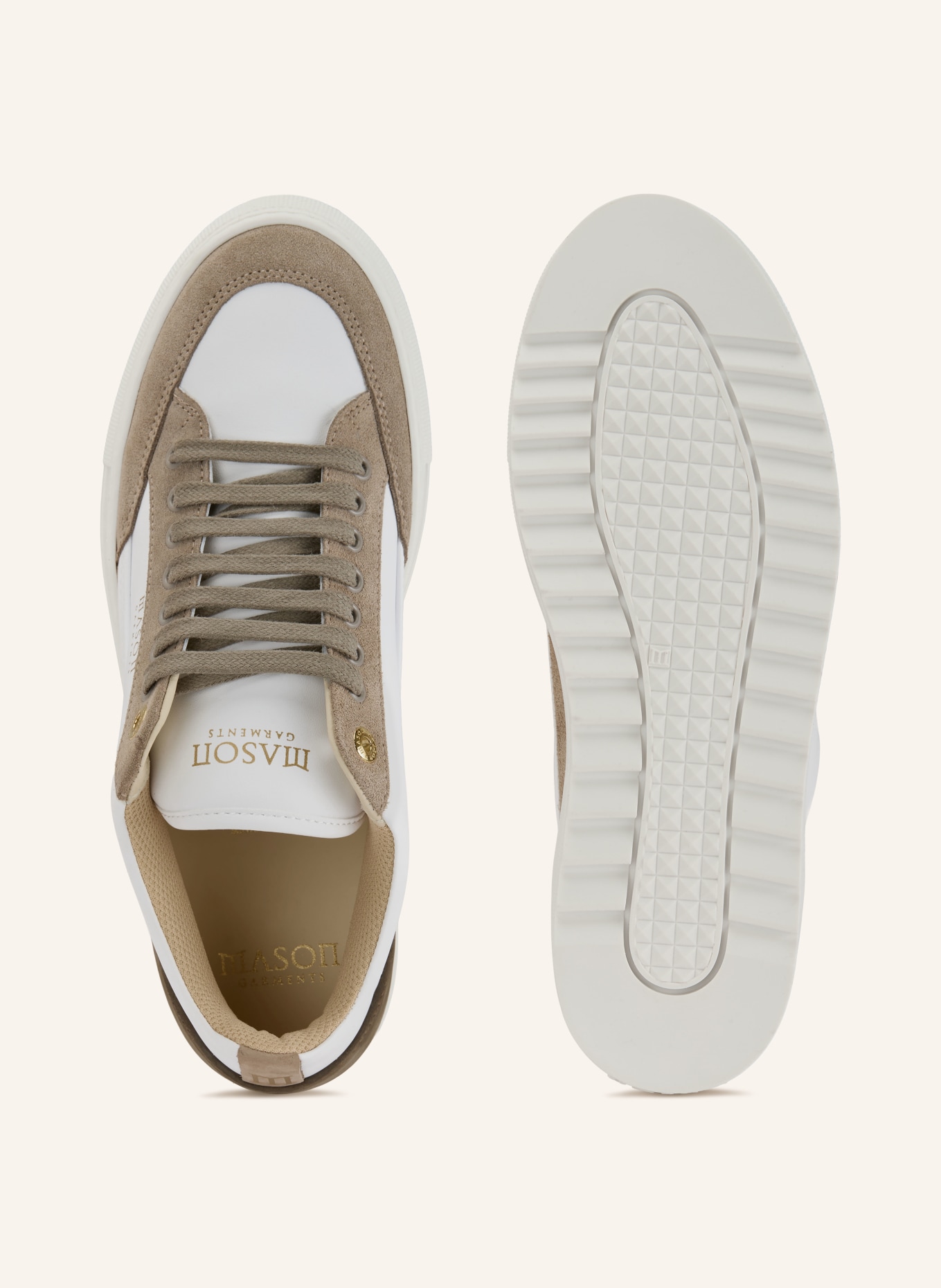 MASON GARMENTS Sneaker TIA: BIAŁY / ZŁOTY / SZAROBRĄZOWY