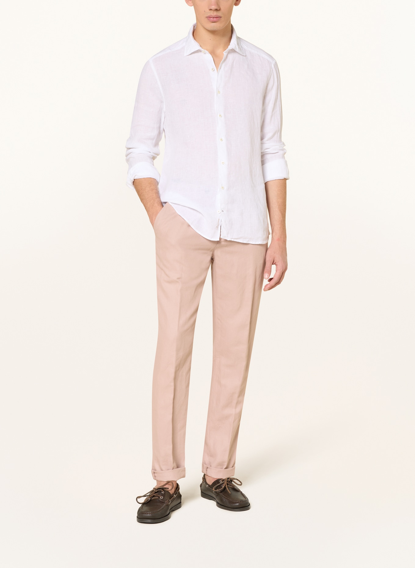 Stenströms Linnen overhemd met slanke pasvorm: WIT