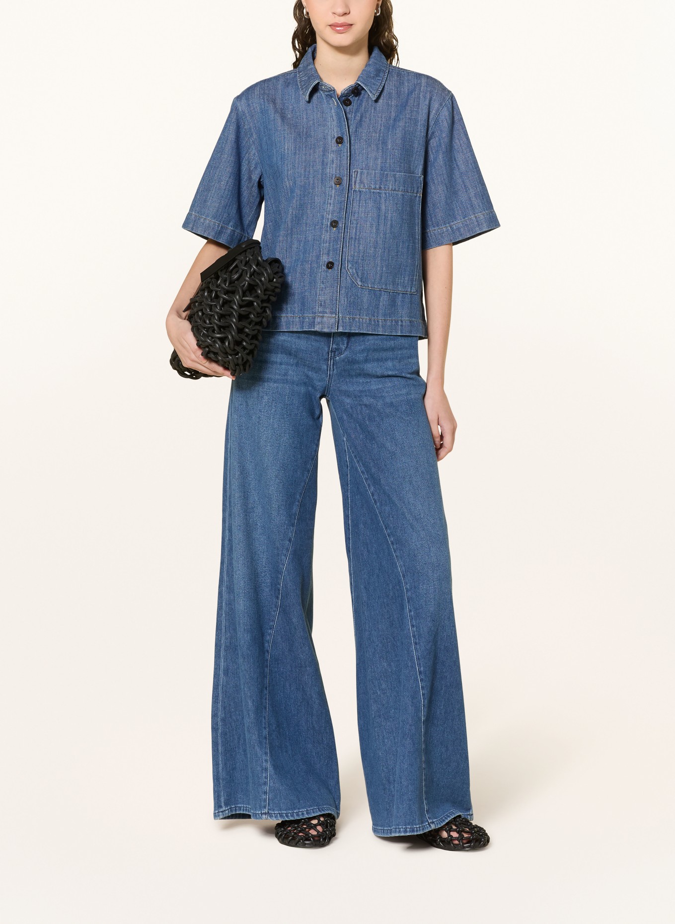 LANIUS chemise en jean: BLEU