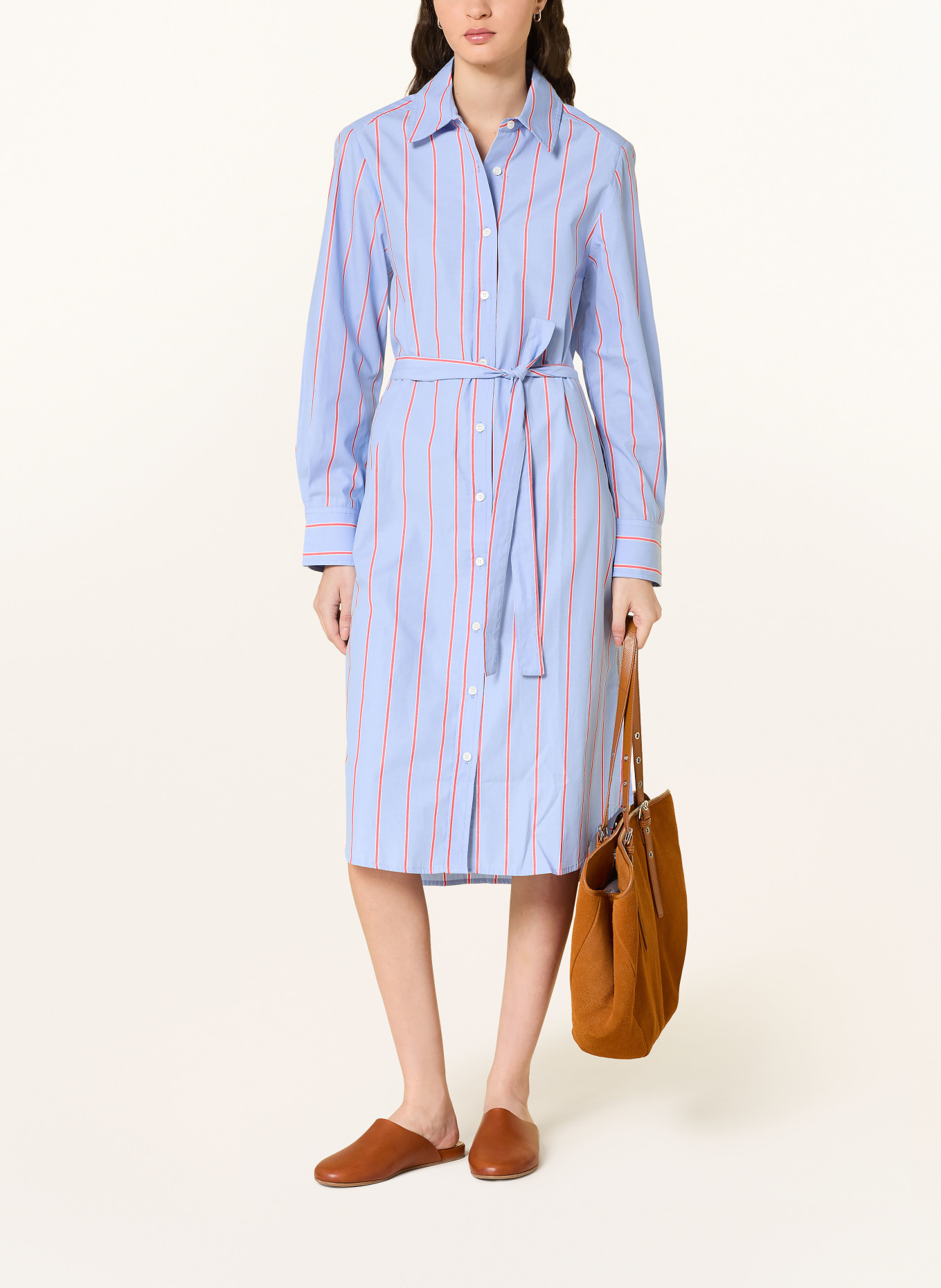 LANIUS Hemdblusenkleid: BLAU / ORANGE