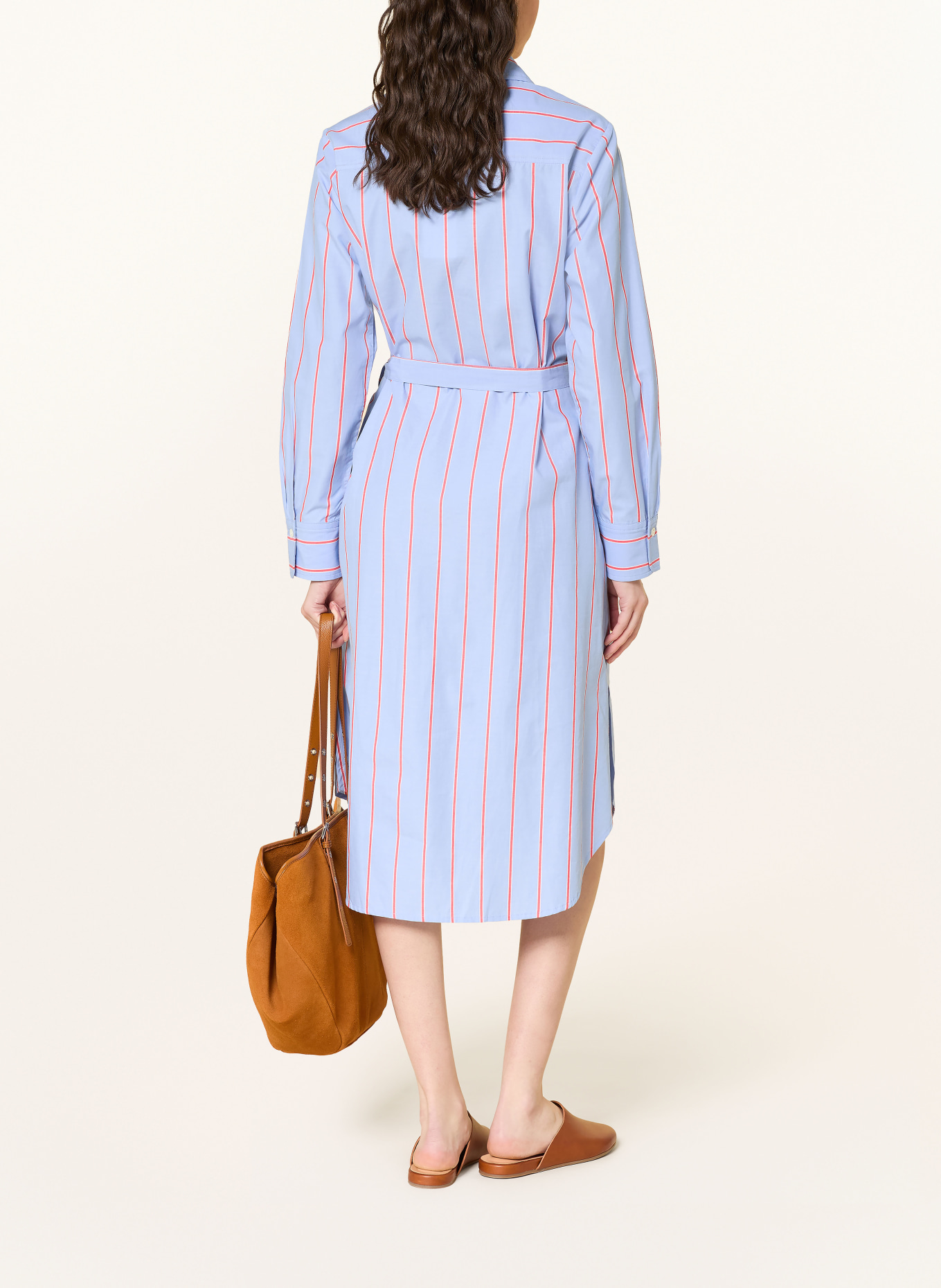 LANIUS Hemdblusenkleid: BLAU / ORANGE