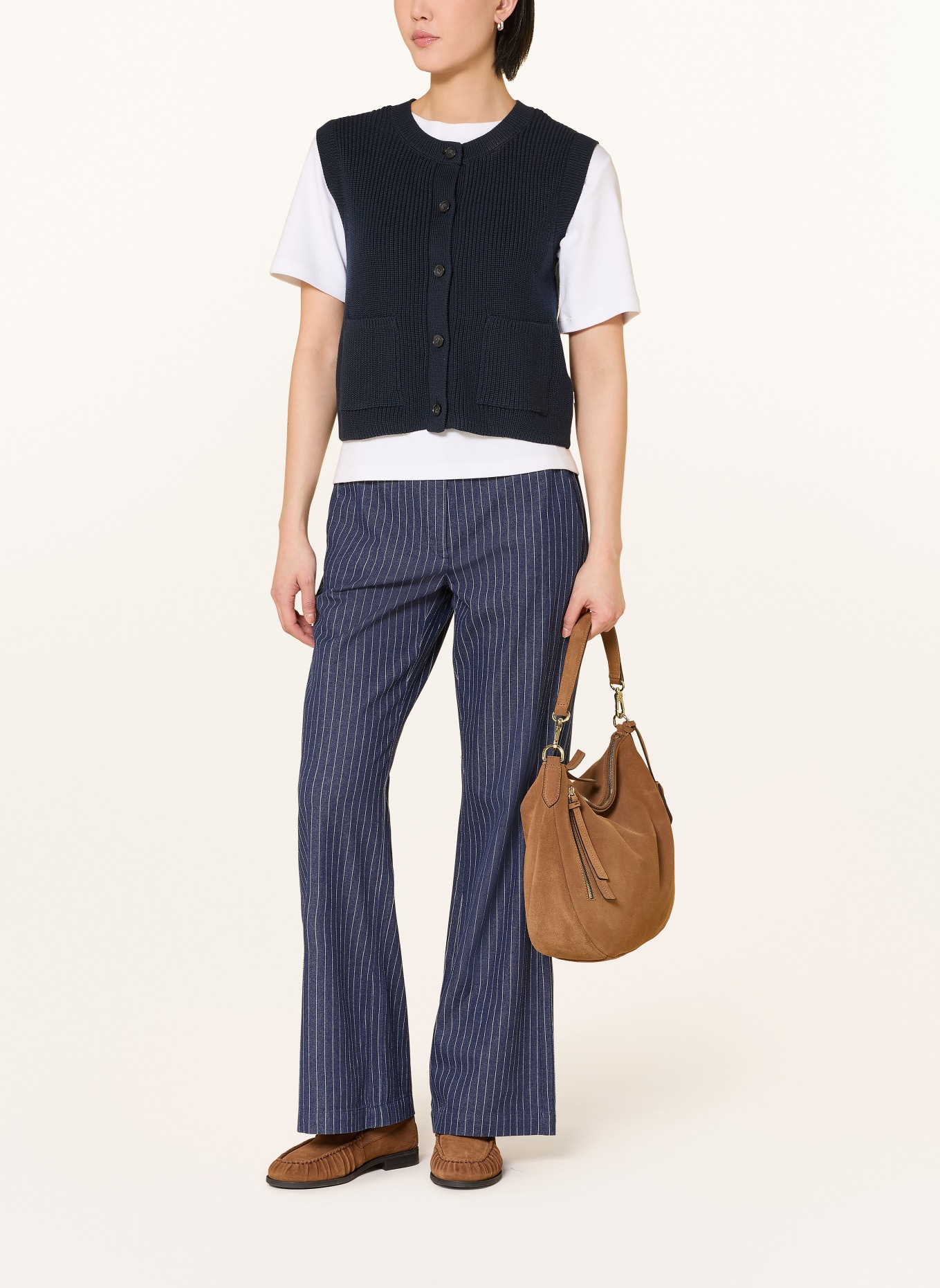 LANIUS Marlenehose: DUNKELBLAU / WEISS