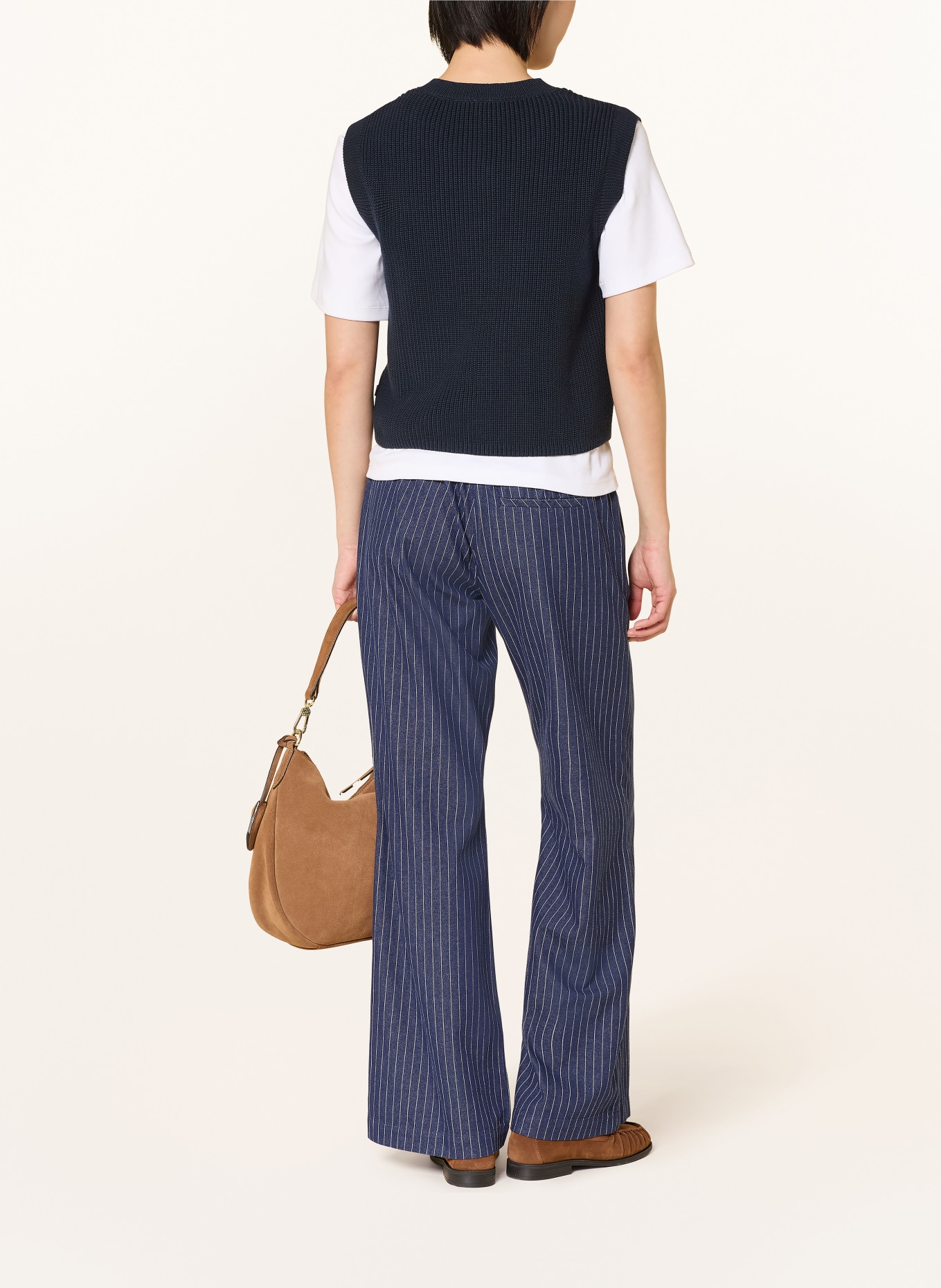 LANIUS Marlenehose: DUNKELBLAU / WEISS