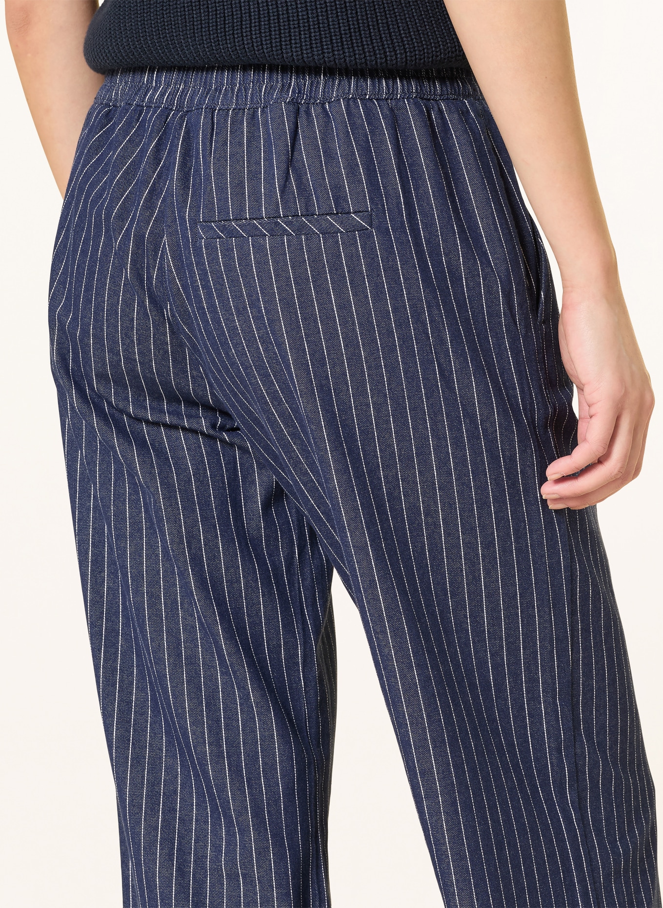 LANIUS Marlenehose: DUNKELBLAU / WEISS