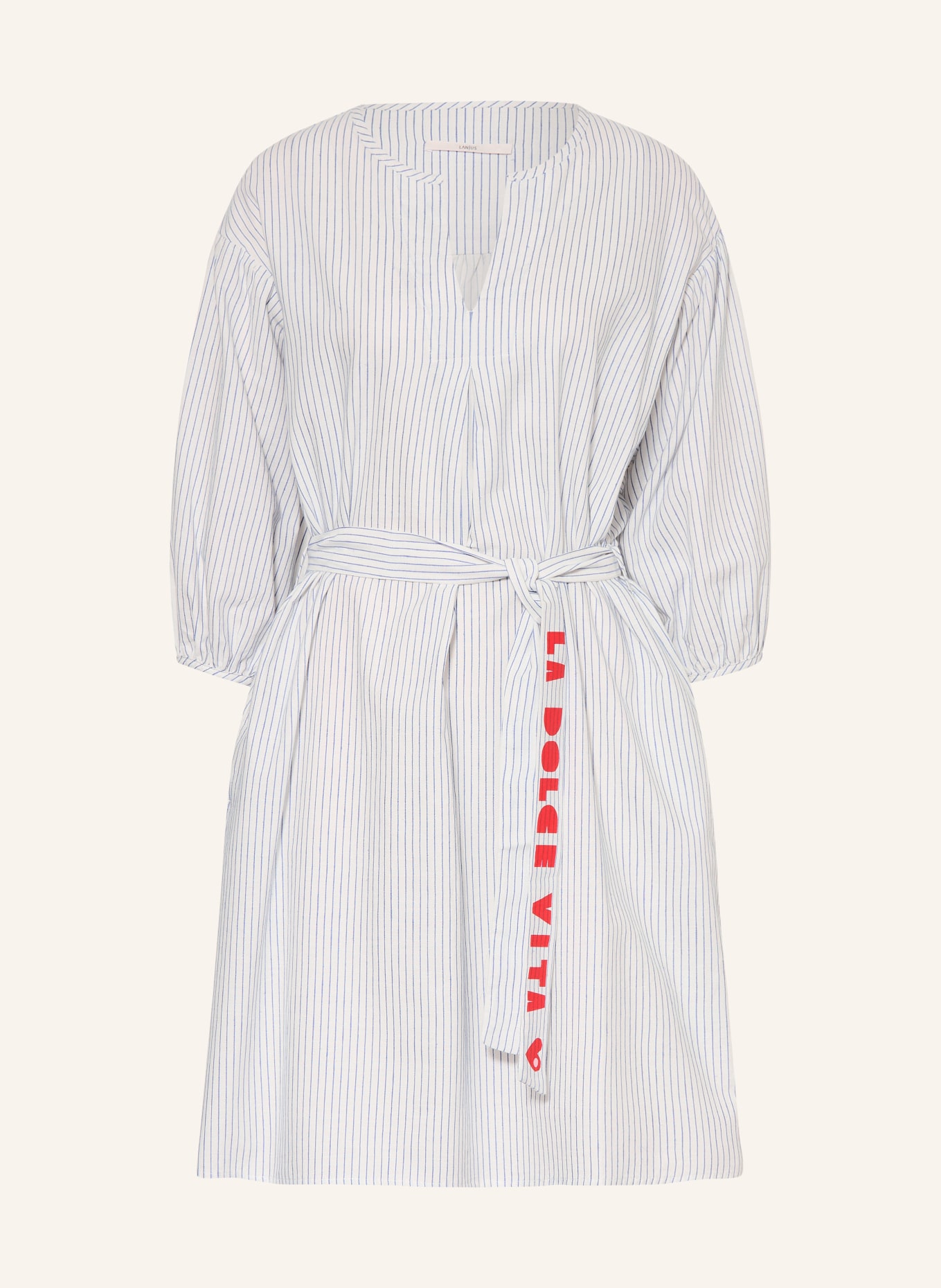 LANIUS Jurk met 3/4-mouwen: WIT / ROOD / BLAUW