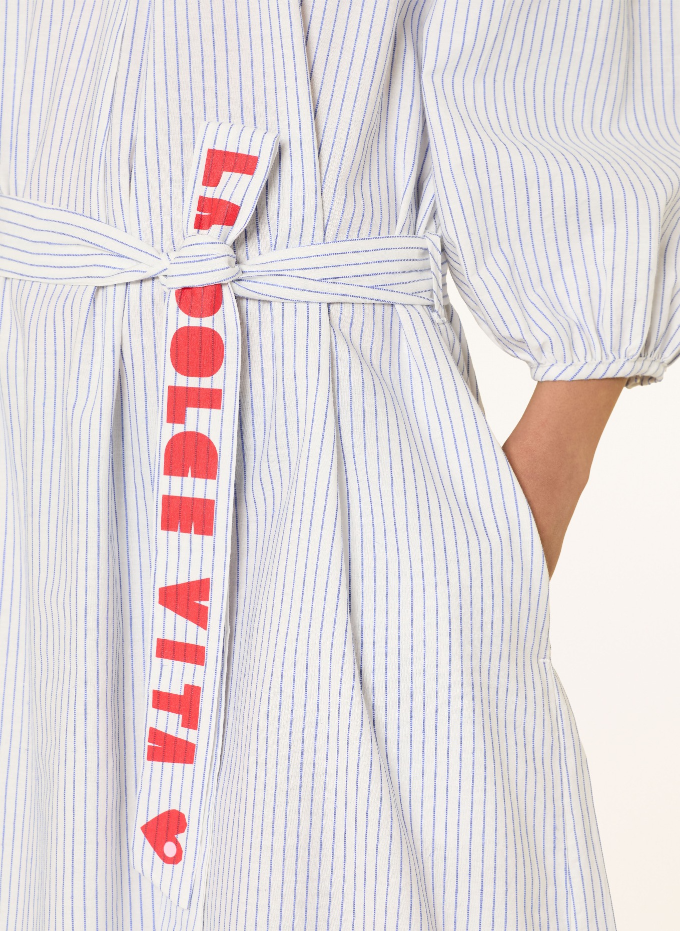 LANIUS Jurk met 3/4-mouwen: WIT / ROOD / BLAUW