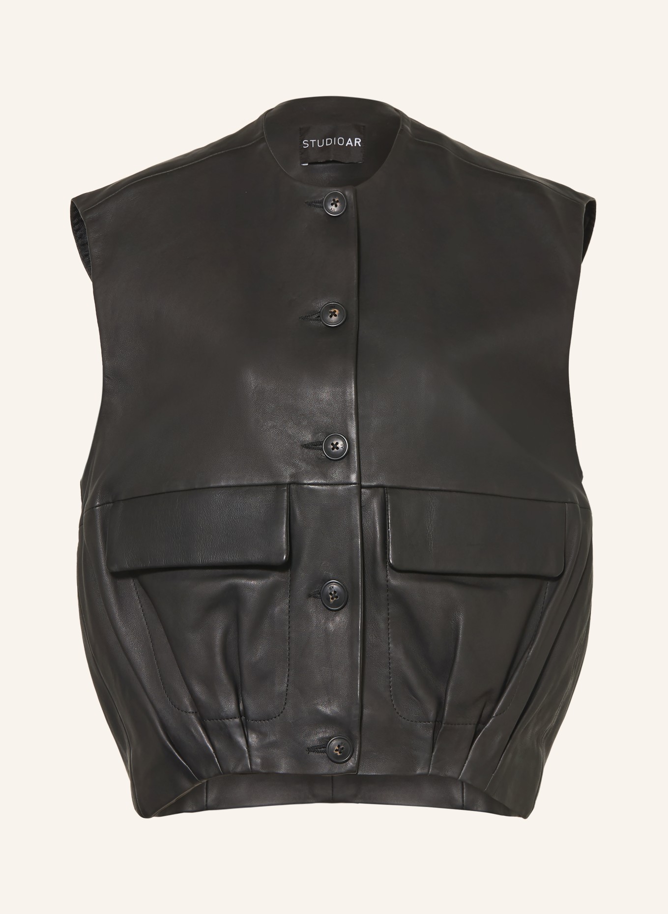 STUDIO AR Gilet en cuir DANIELA: NOIR