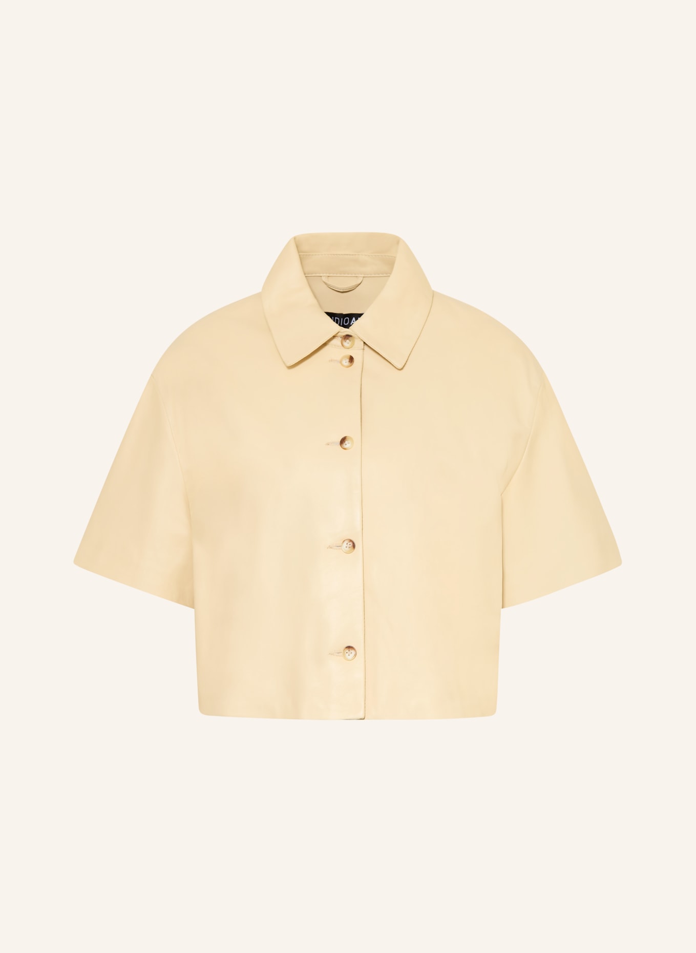 STUDIO AR Veste carrée EVELINE en cuir: CRÈME