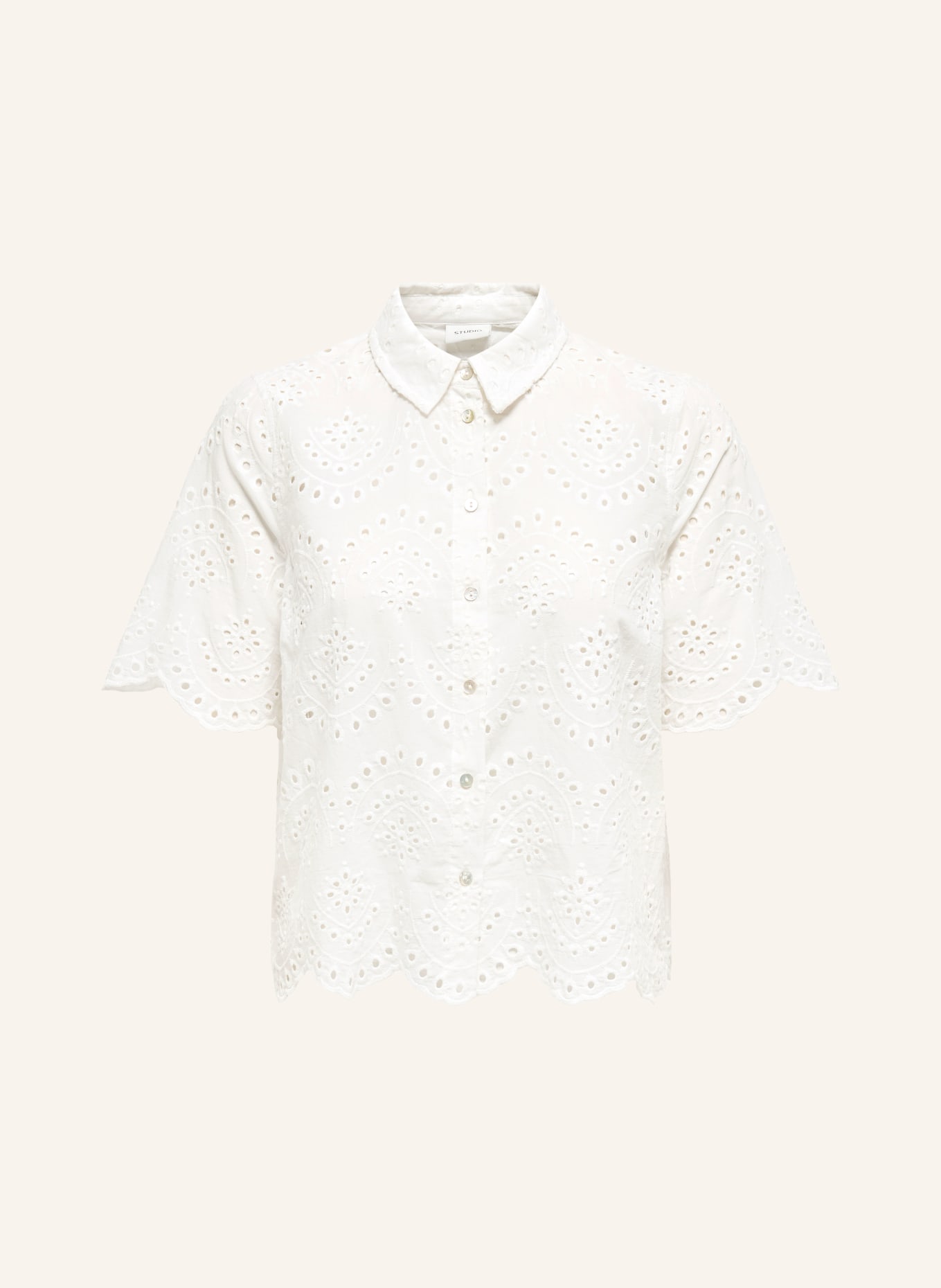 ONLY Bluzka z koronki ażurowanej: BIAŁY