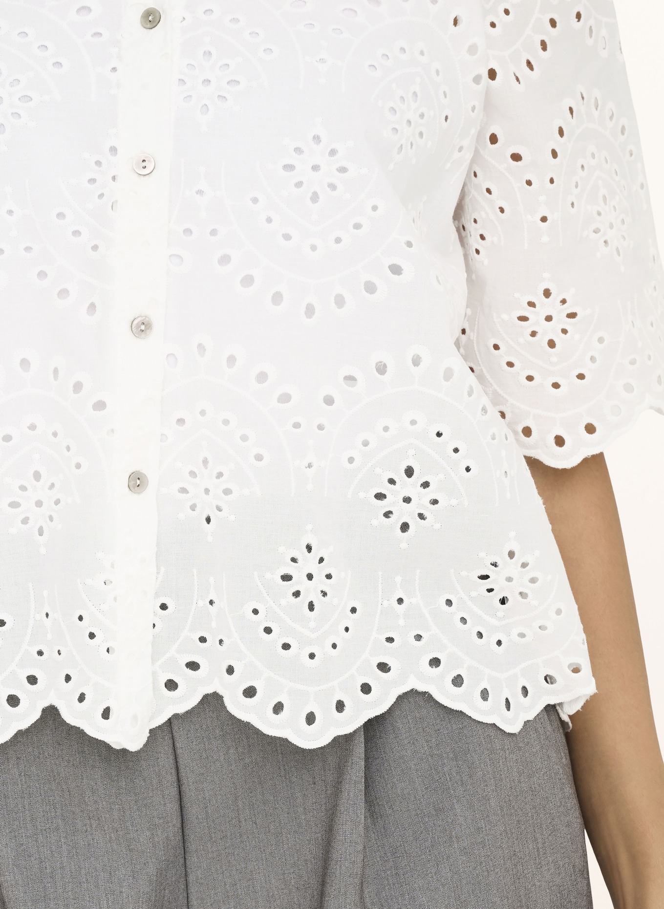 ONLY Bluzka z koronki ażurowanej: BIAŁY