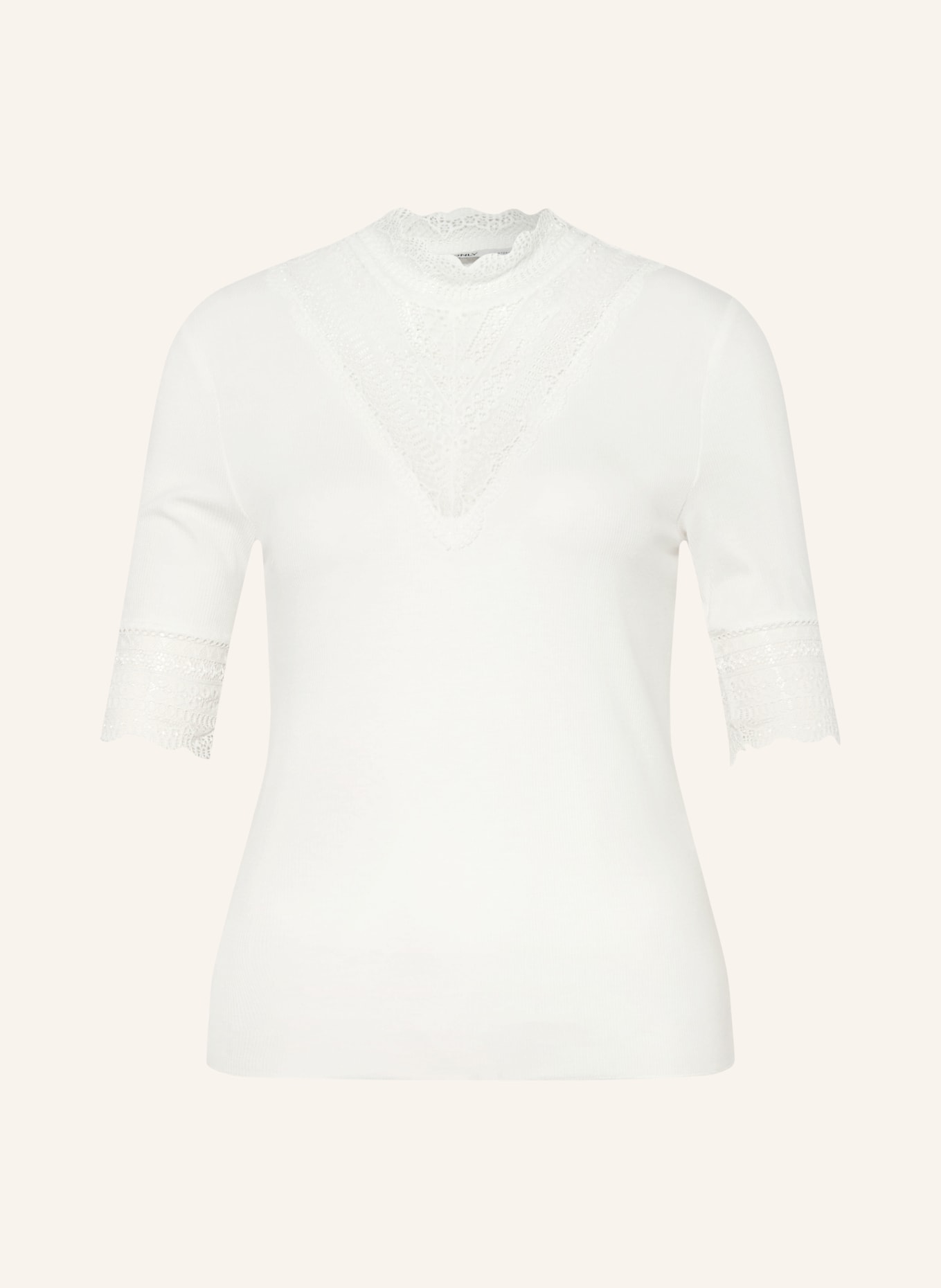 ONLY T-Shirt mit Spitze: CREME