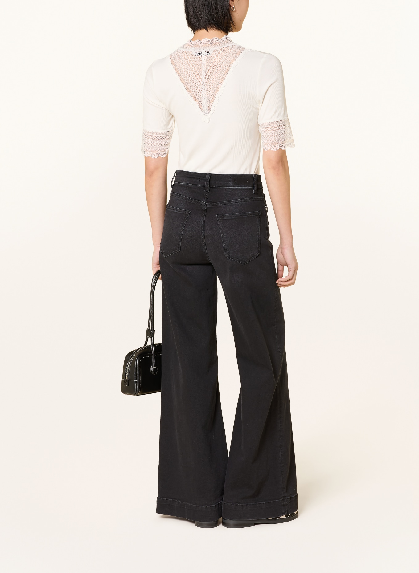 ONLY T-Shirt mit Spitze: CREME