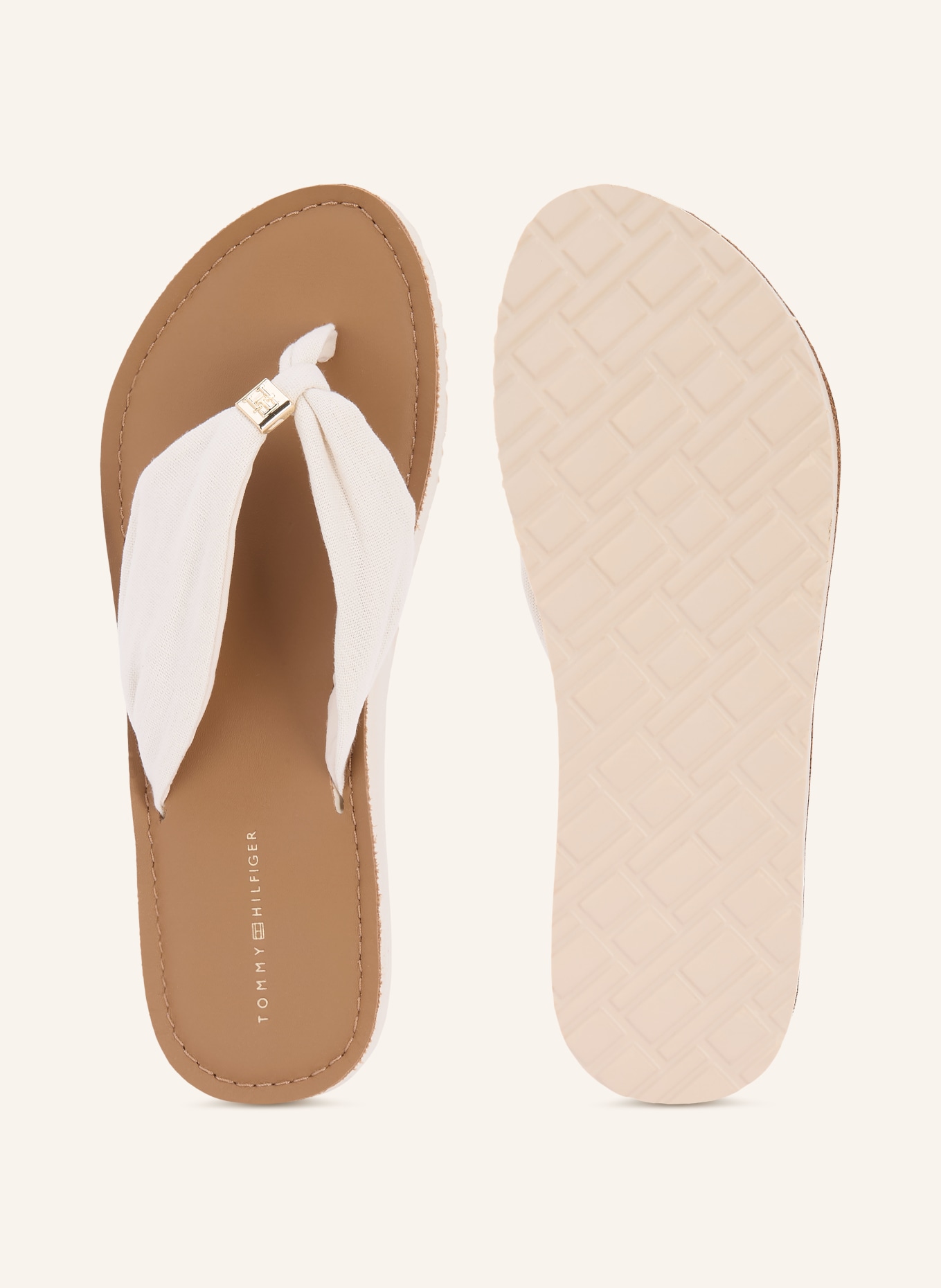TOMMY HILFIGER toe separator: CREAM / GOLD