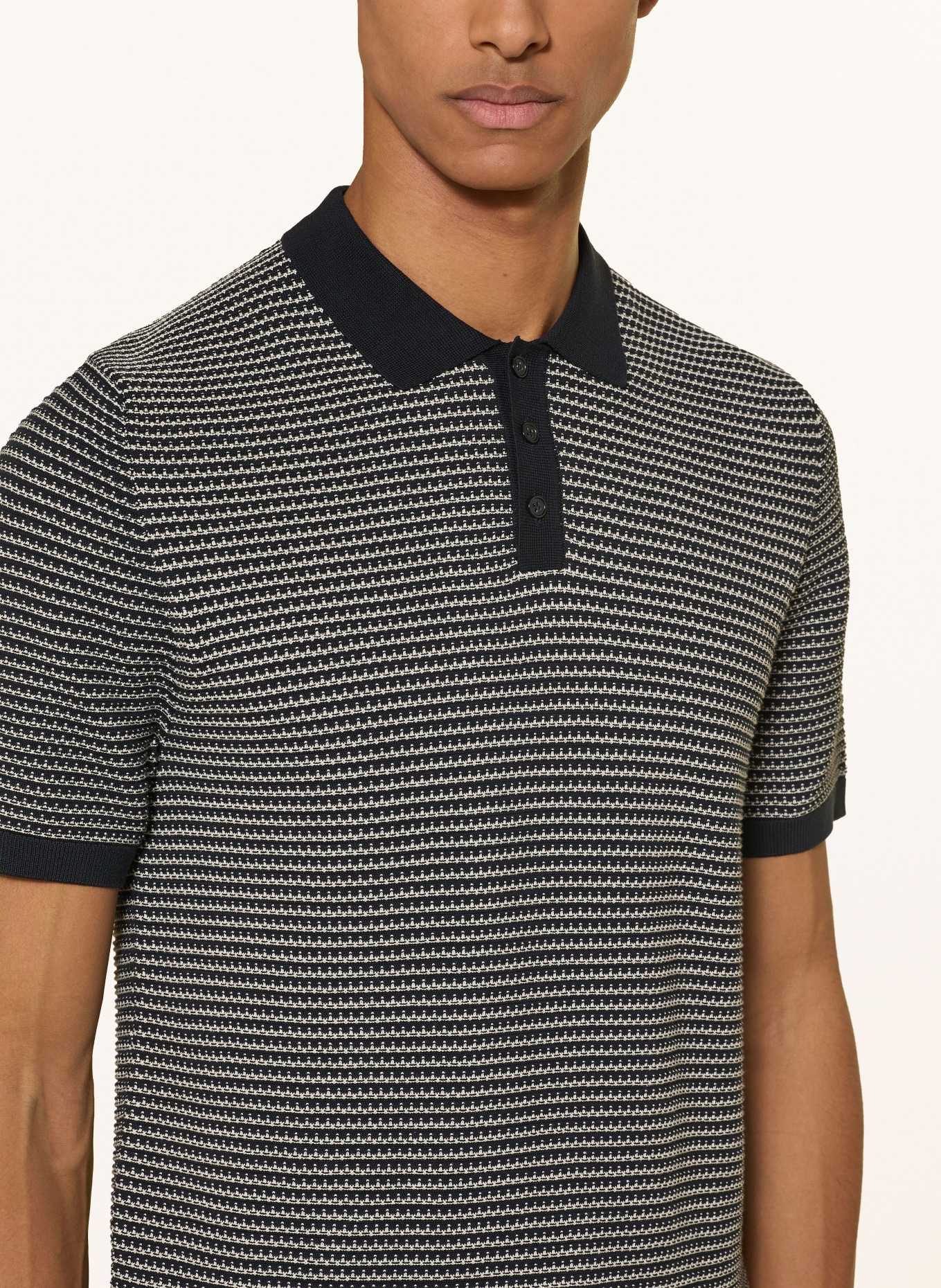 DRYKORN Strick-Poloshirt TRITON Regular Fit: DUNKELBLAU / WEISS