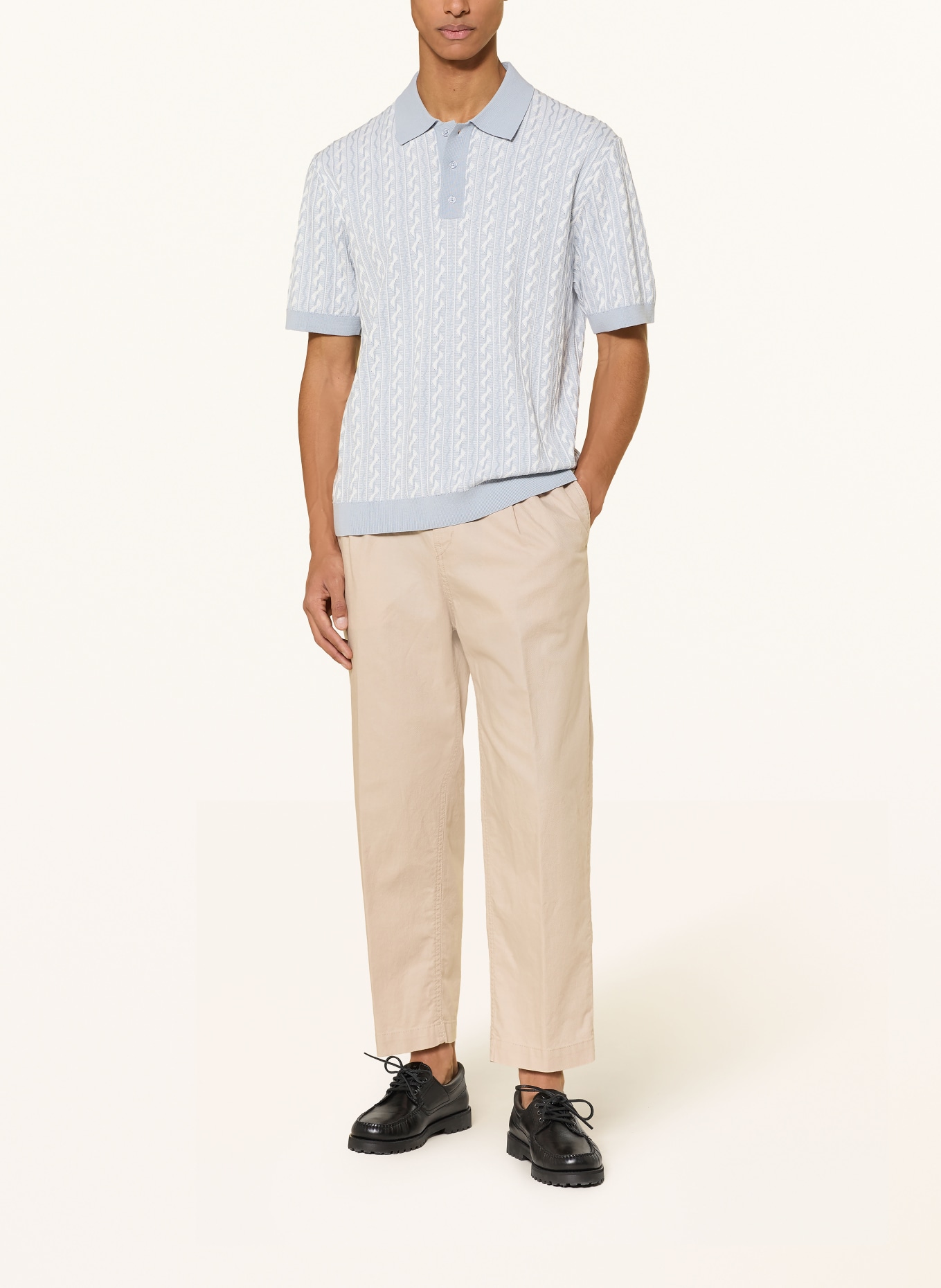 DRYKORN Strick-Poloshirt TAMIAN Relaxed Fit: HELLBLAU / WEISS