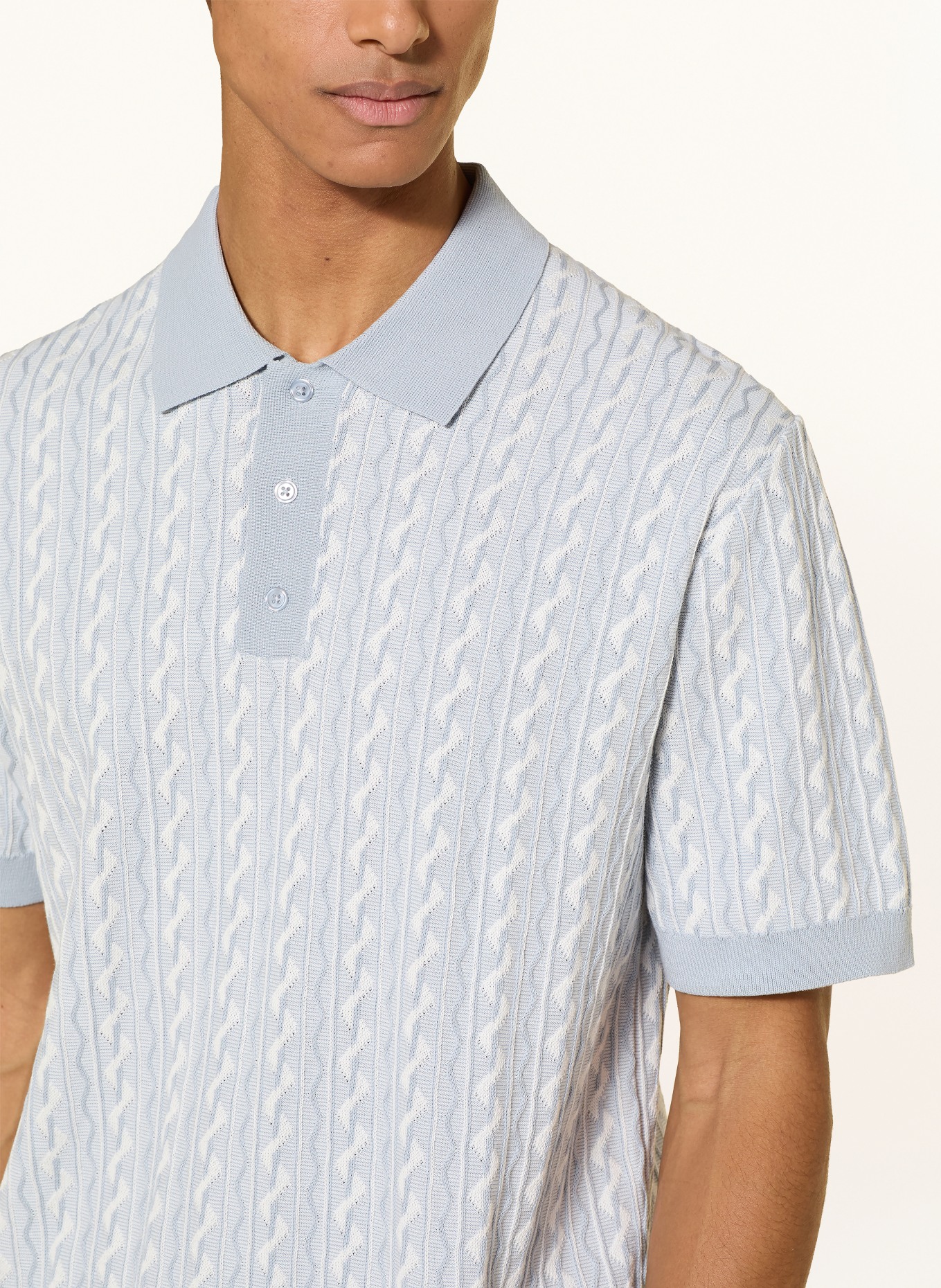DRYKORN Strick-Poloshirt TAMIAN Relaxed Fit: HELLBLAU / WEISS