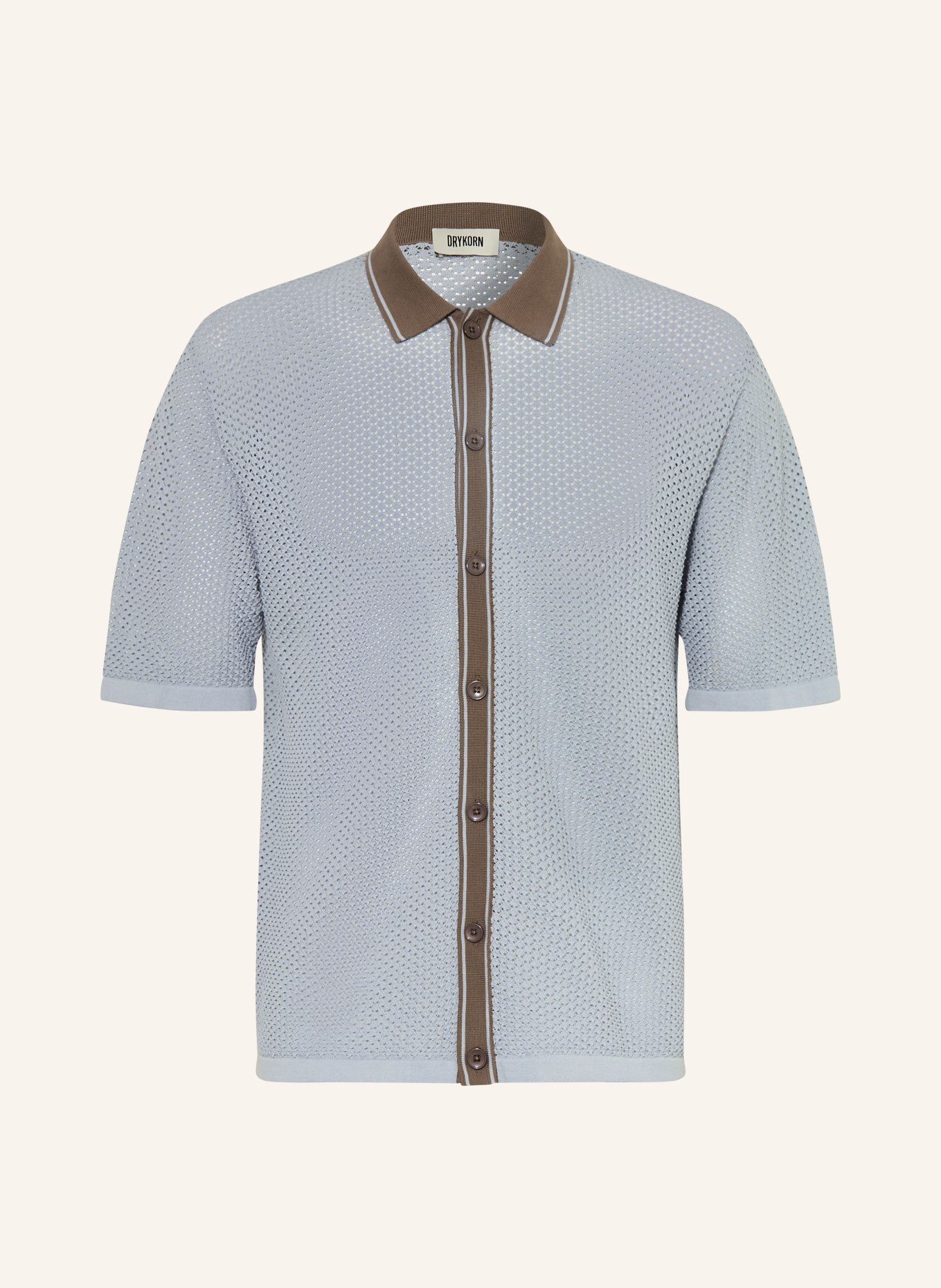 DRYKORN Strickhemd DANTTE Relaxed Fit: HELLBLAU / BRAUN