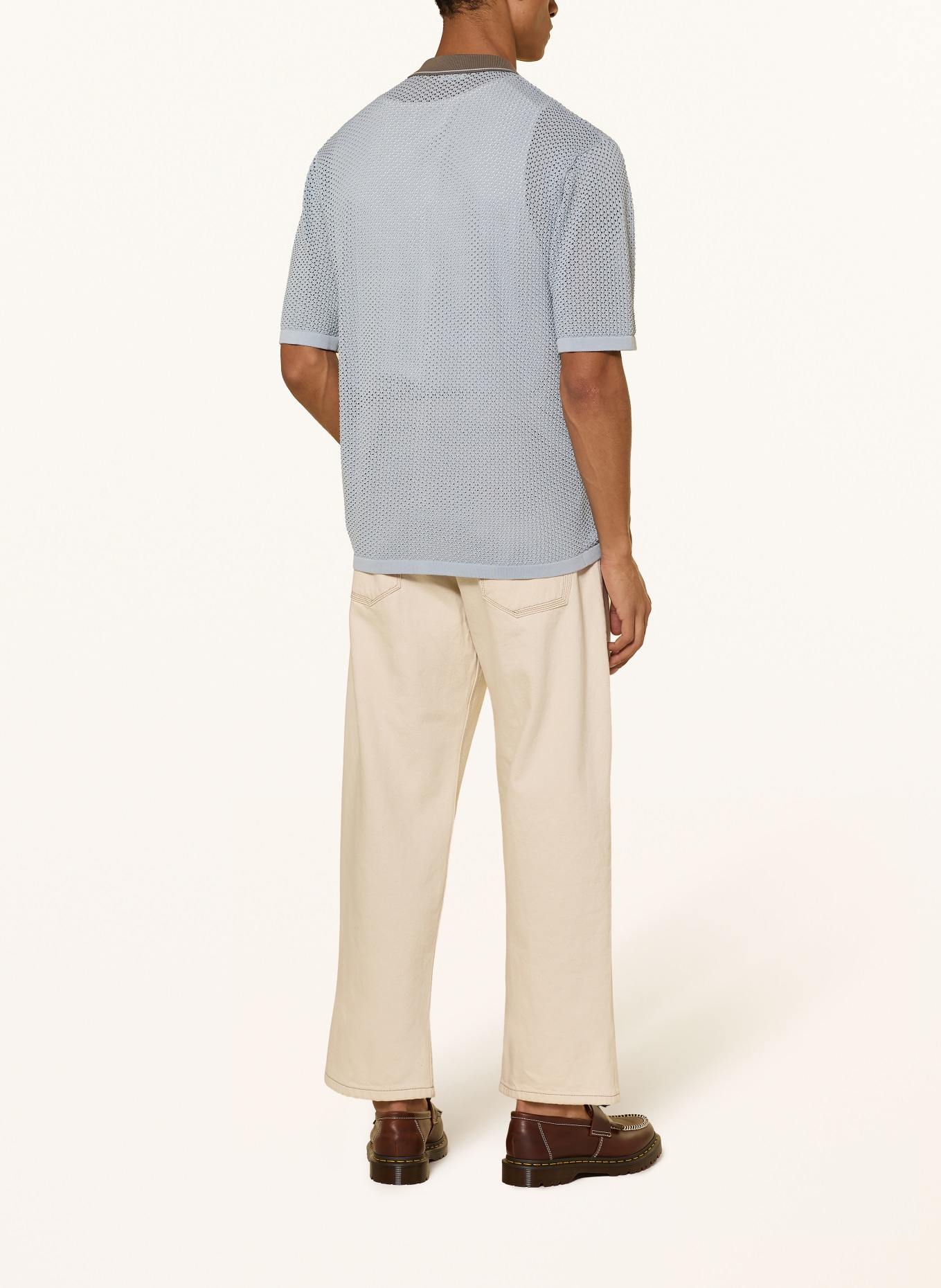 DRYKORN Strickhemd DANTTE Relaxed Fit: HELLBLAU / BRAUN