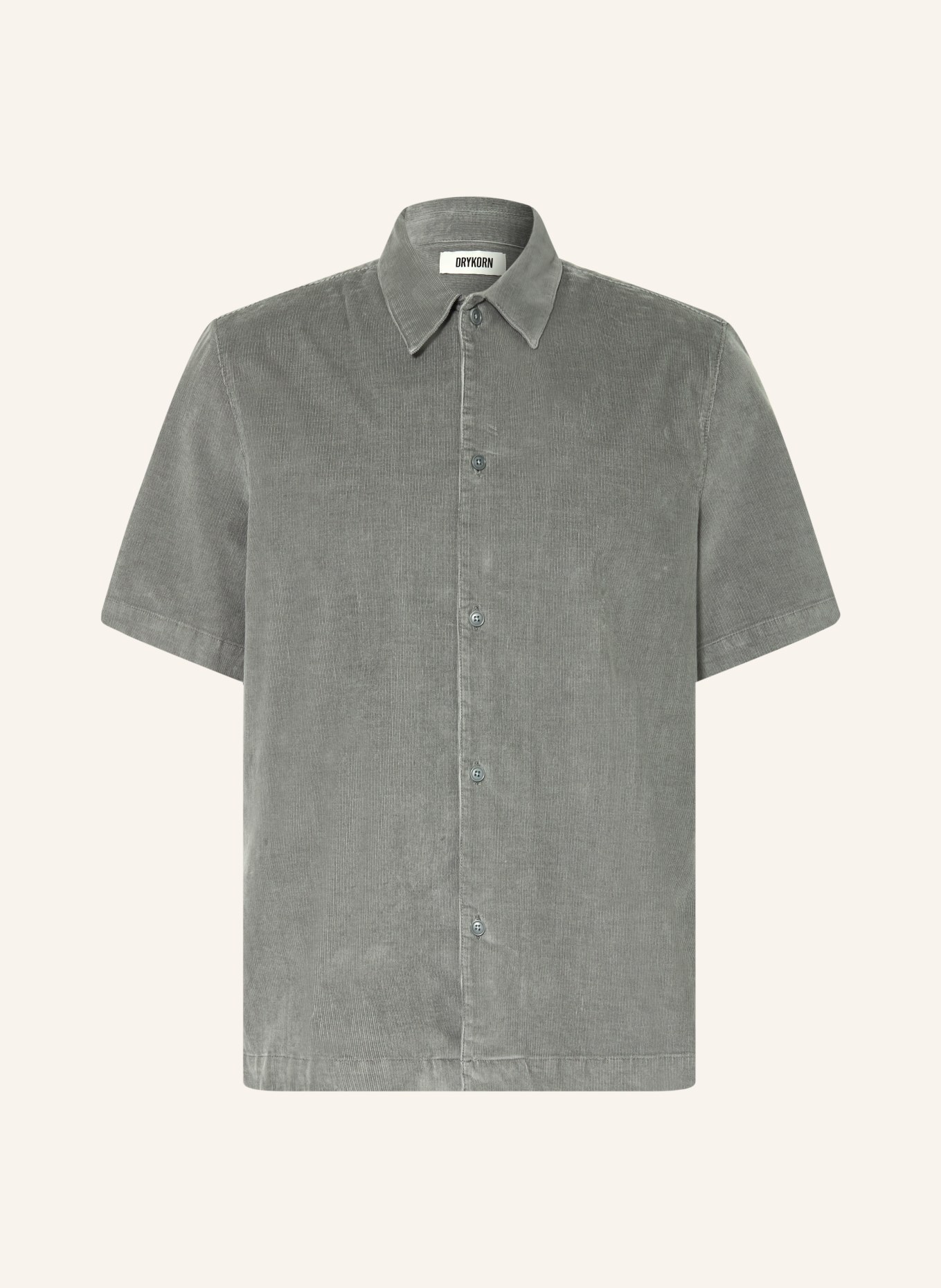 DRYKORN MERYN Comfort Fit-overhemd met korte mouwen van corduroy: KAKI