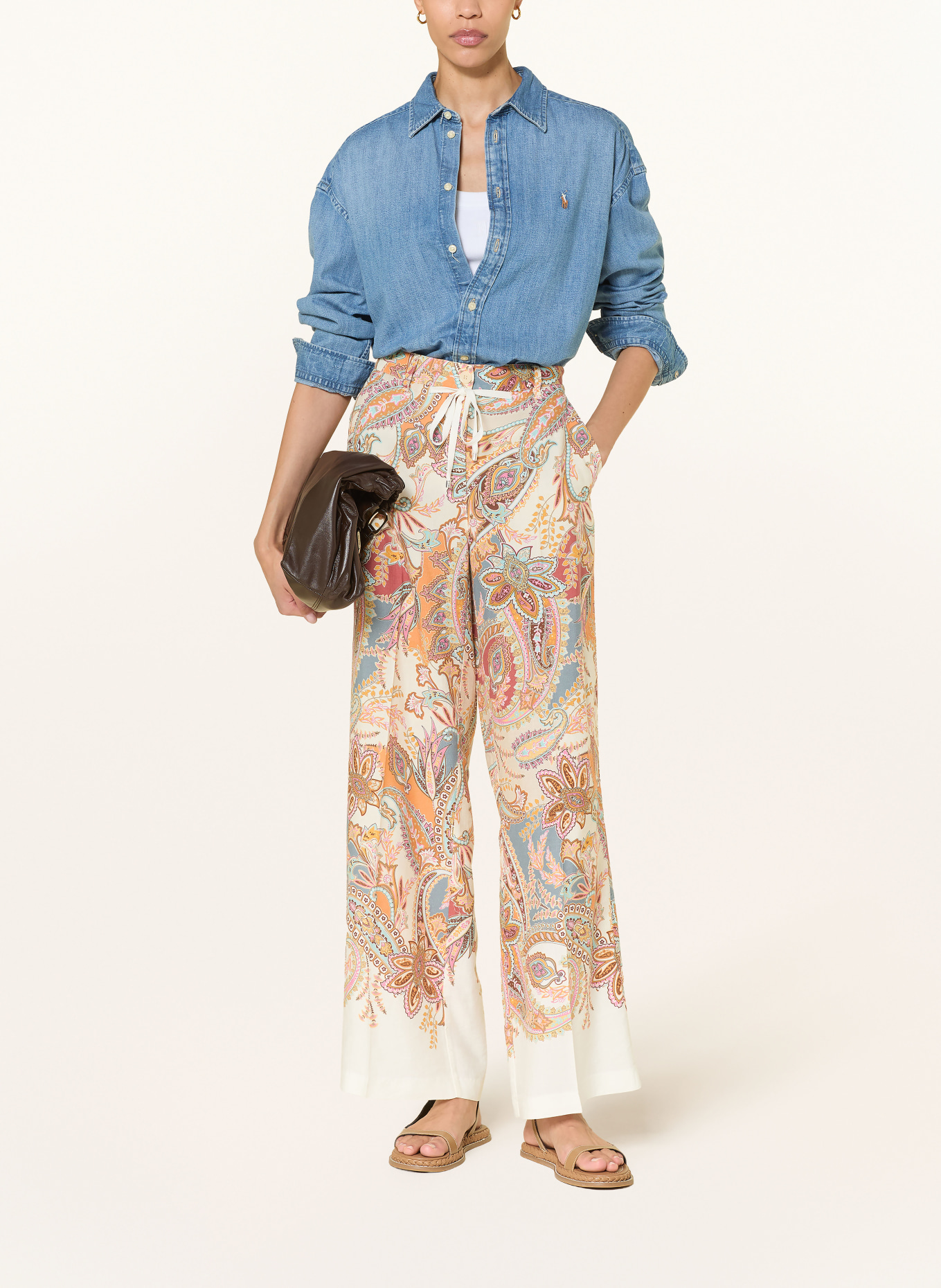 CAMBIO ADRIENNE wide-leg pants: LIGHT GREEN / PINK / YELLOW