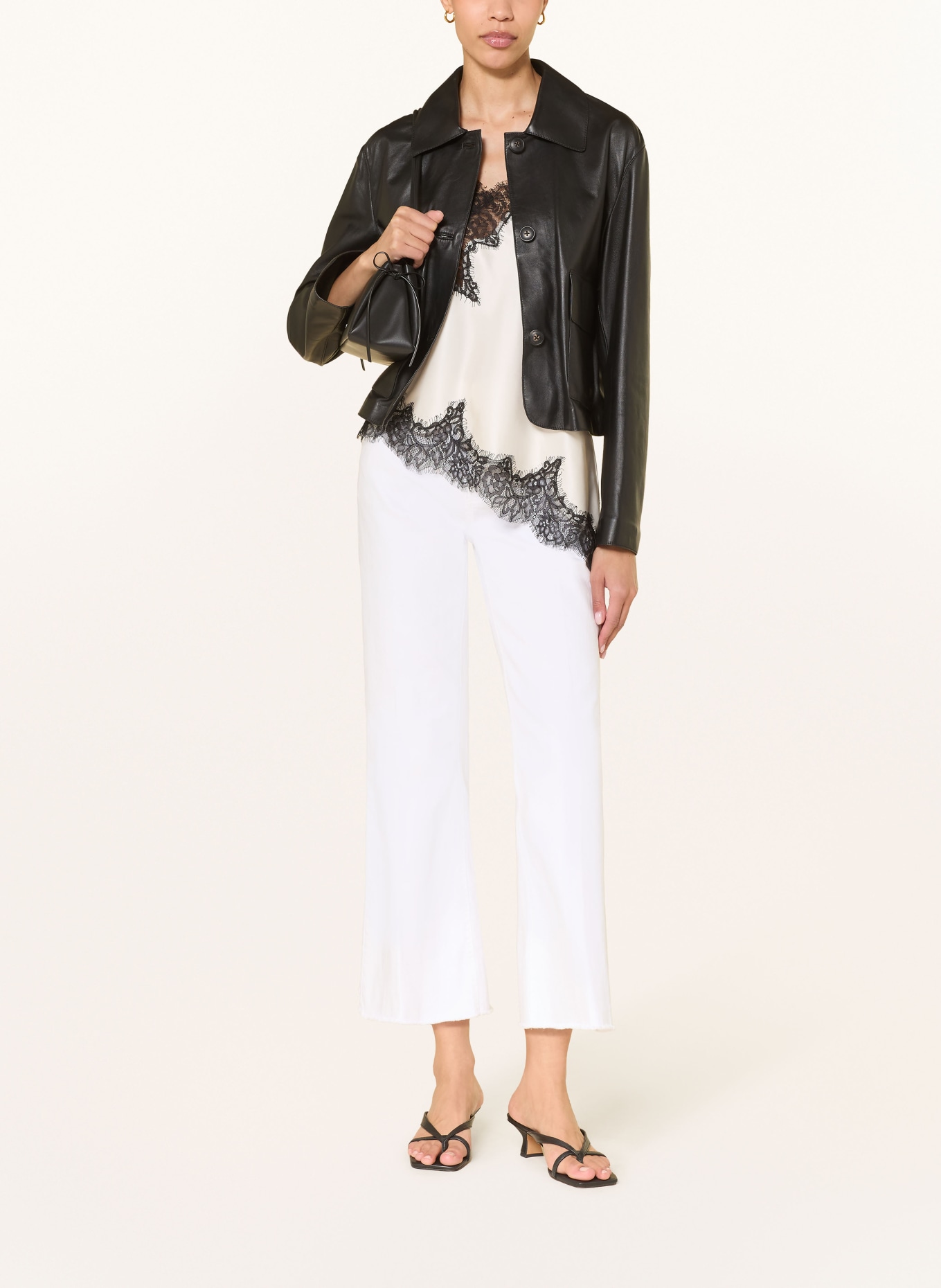 CAMBIO Cropped jeans FELINA: 5116 pure white stone & fringe