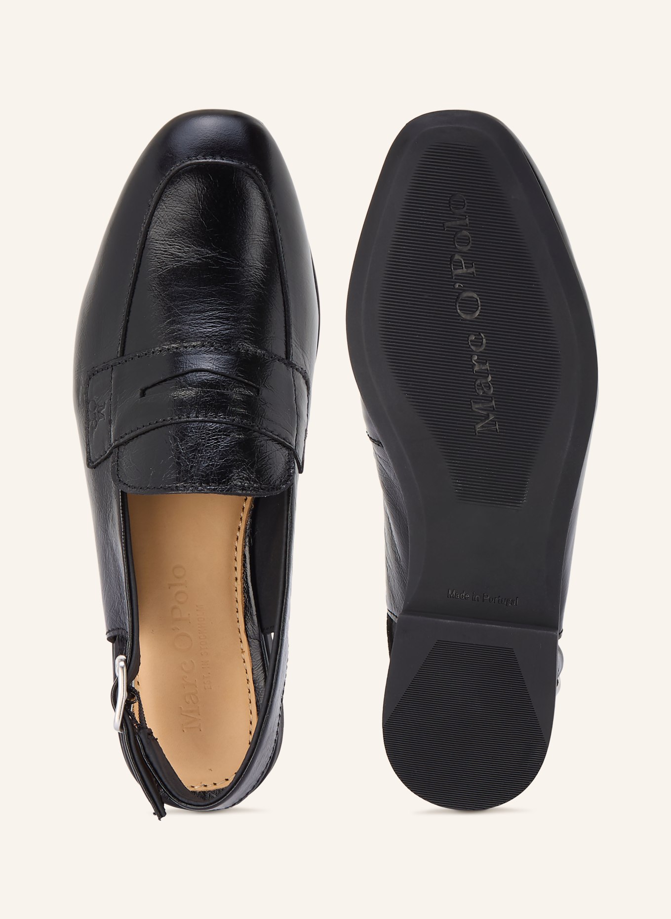 Marc O'Polo slingloafer: ZWART / ZILVER