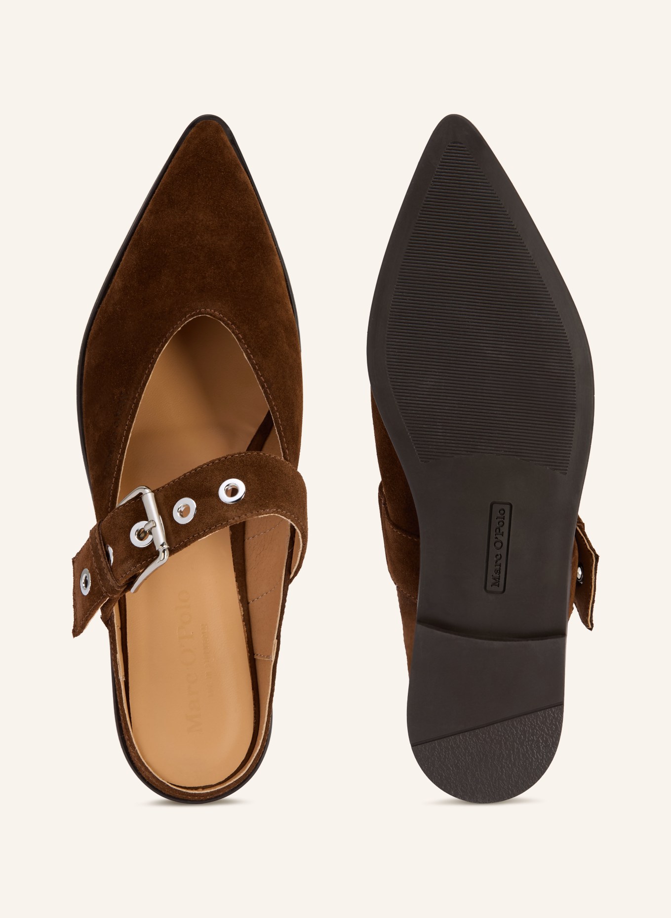 Marc O'Polo Mules: DUNKELBRAUN / SILBER