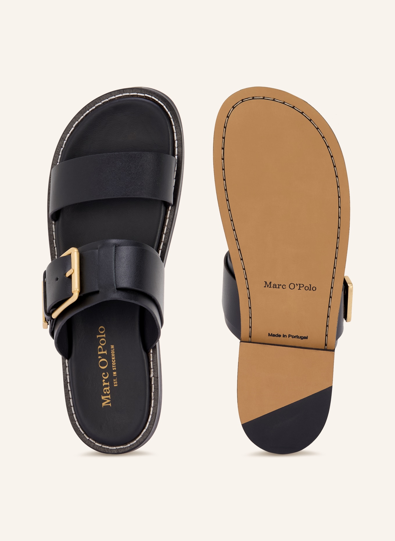 Marc O'Polo klapki: CZARNY / ZŁOTY / BIAŁY