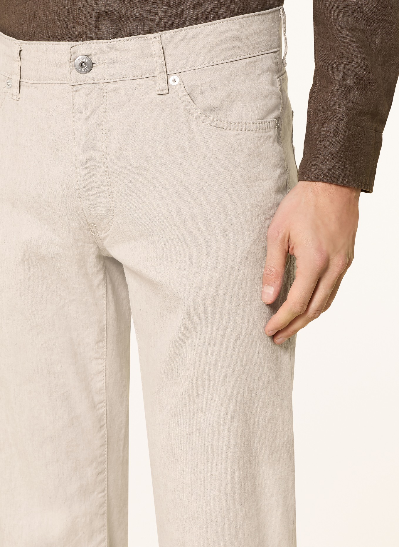 BRAX Spodnie CADIZ Slim Fit z lnem: KREMOWY