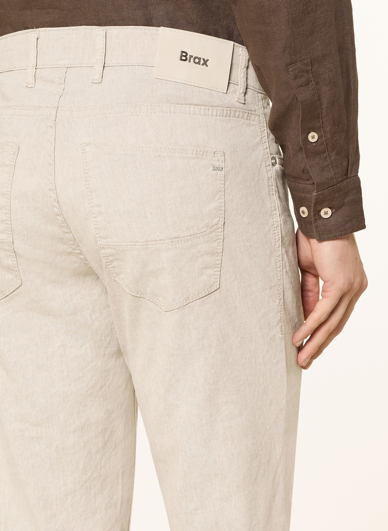 BRAX Spodnie CADIZ Slim Fit z lnem: KREMOWY