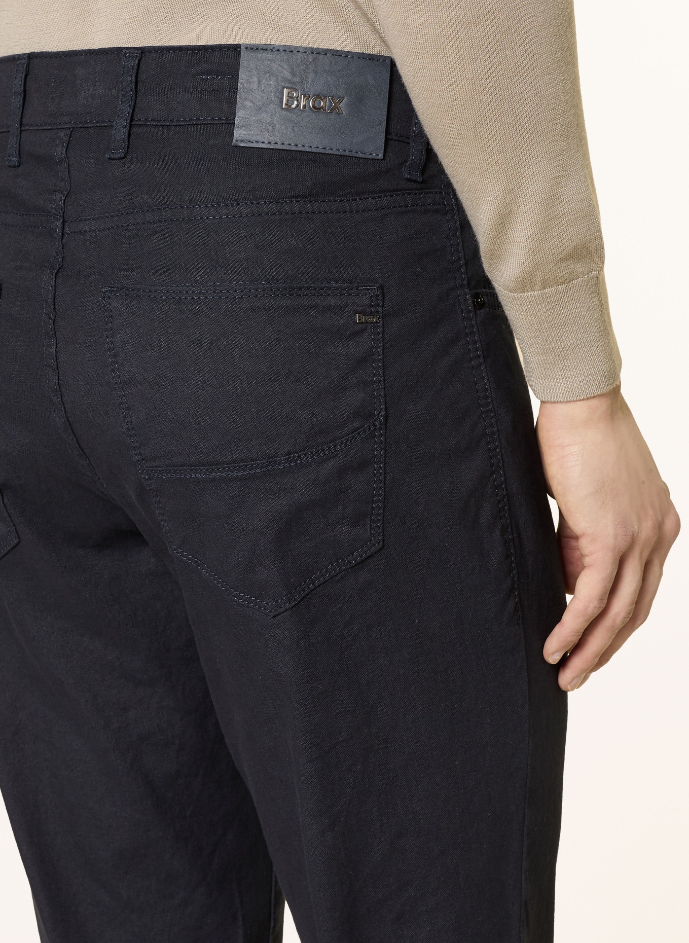 BRAX Hose CADIZ Slim Fit mit Leinen: DUNKELBLAU