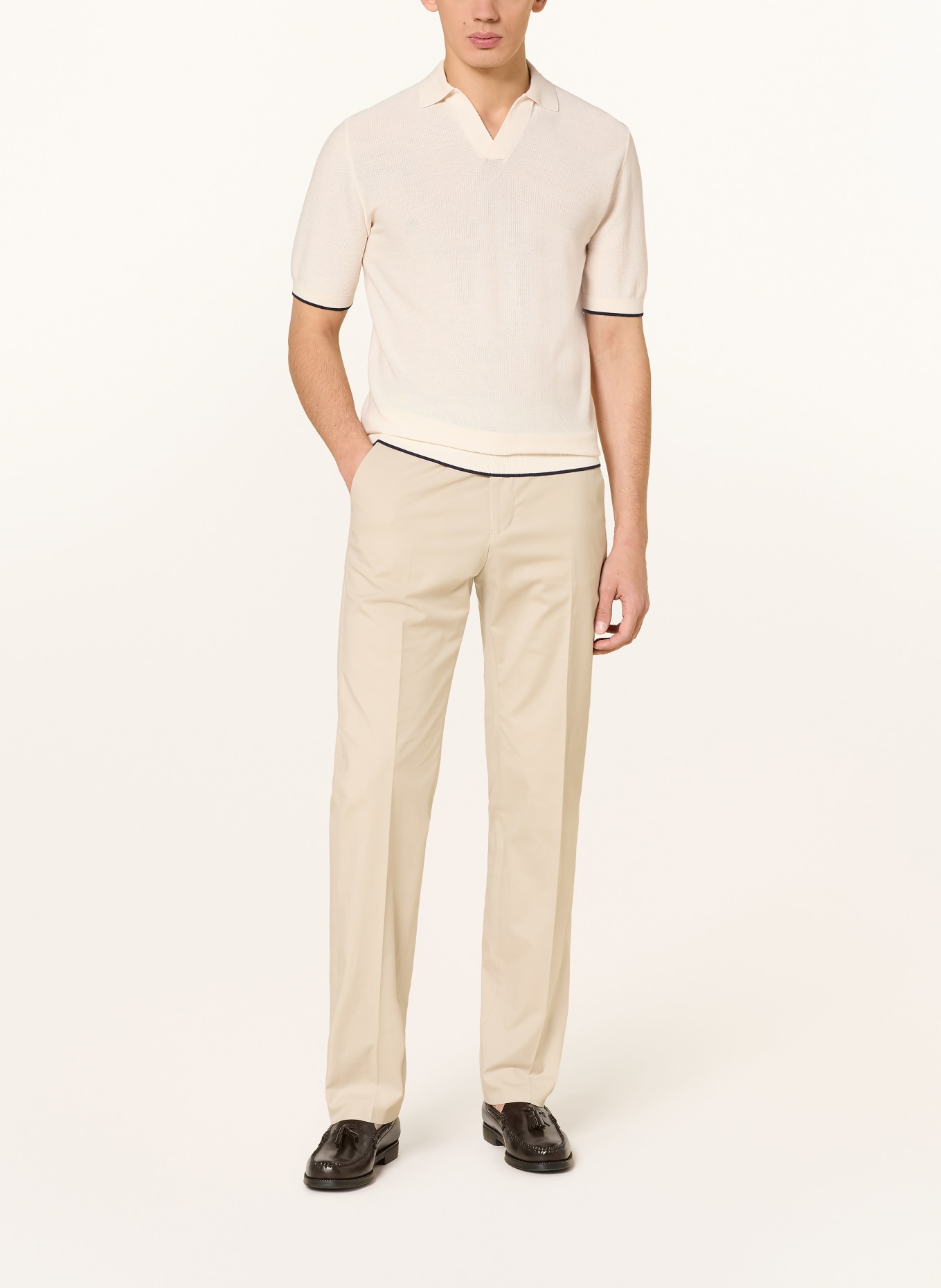 van Laack Gebreid poloshirt VL-SILUS-F1: CRÈME