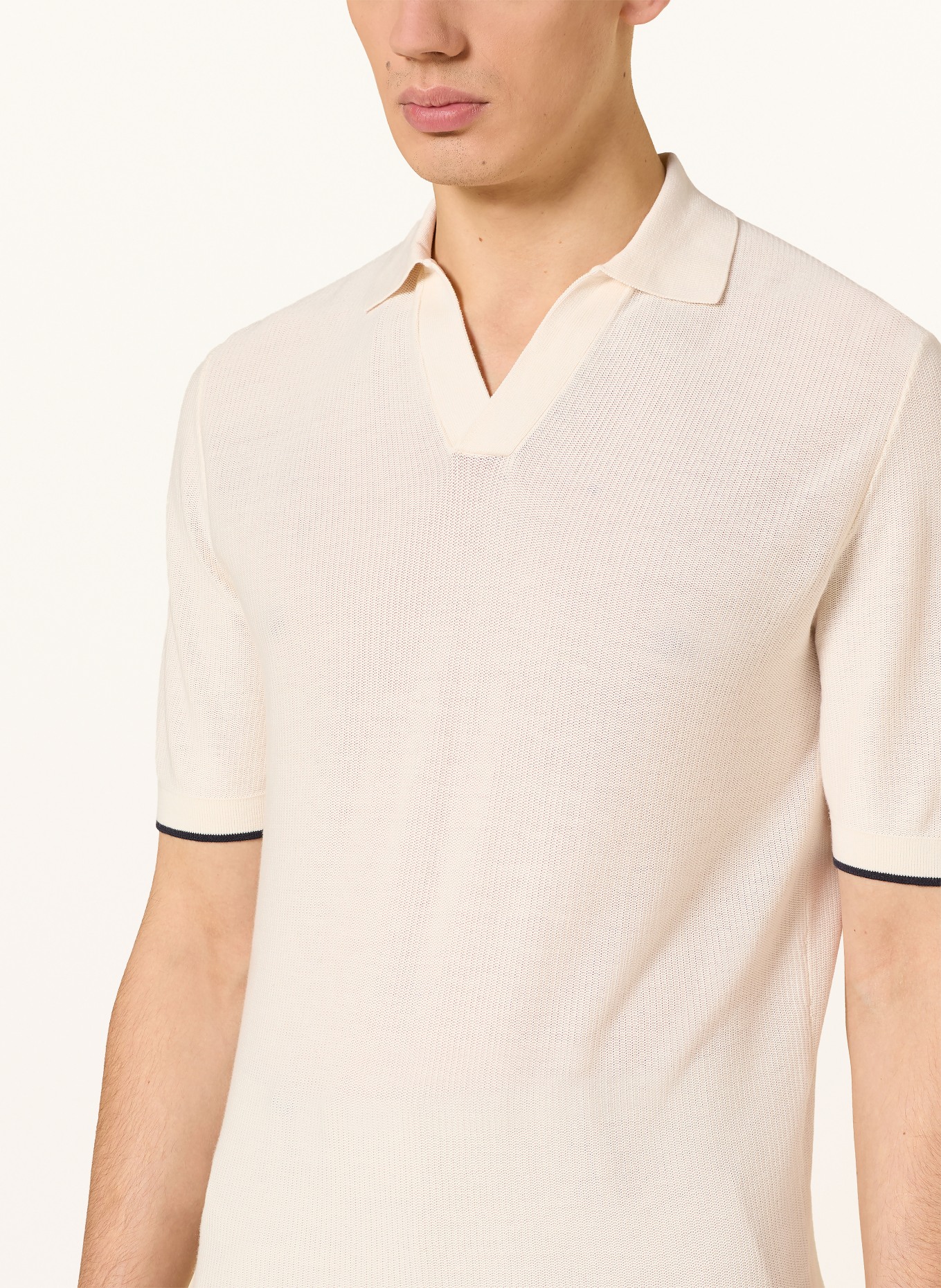 van Laack Gebreid poloshirt VL-SILUS-F1: CRÈME