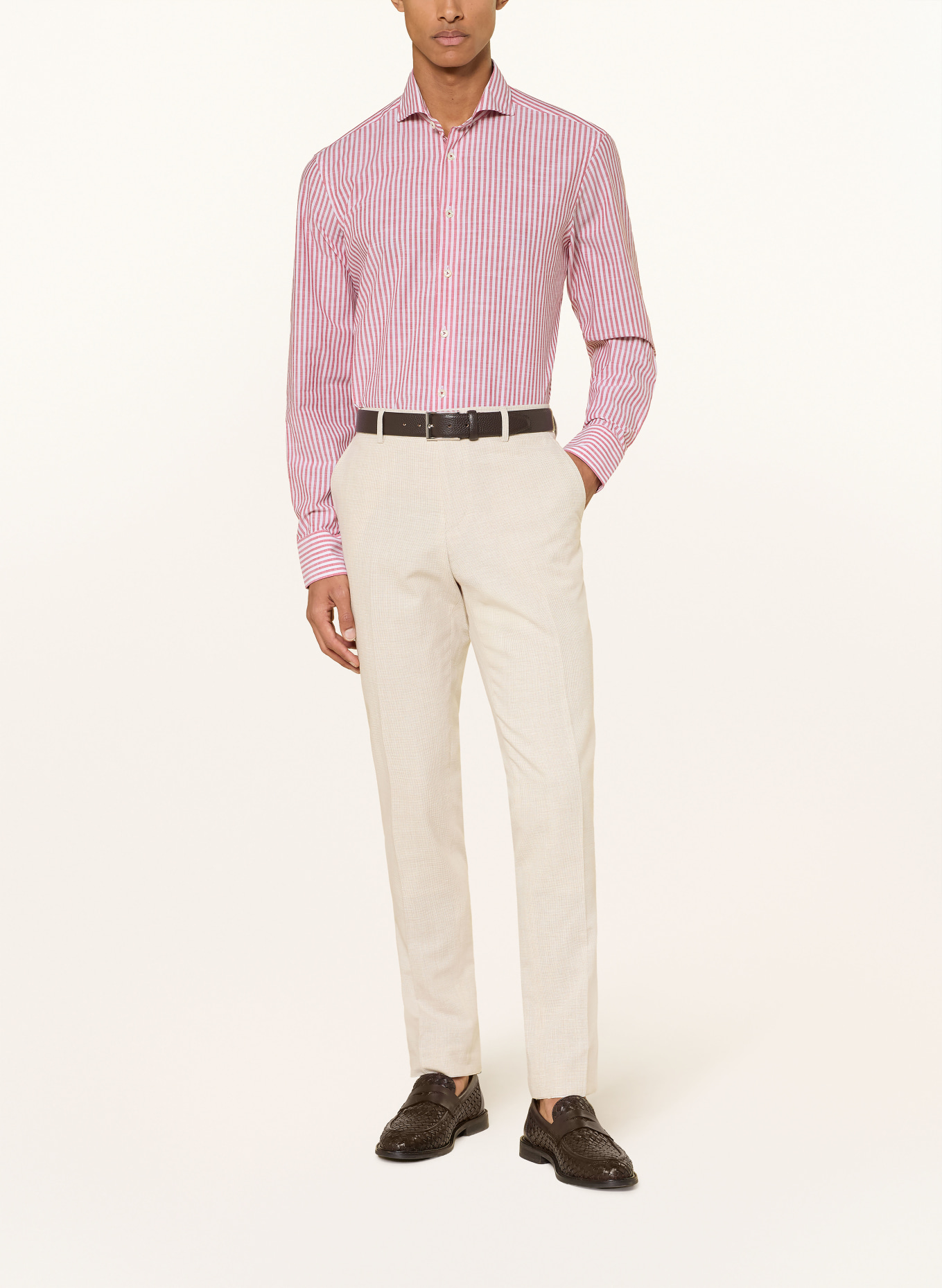 van Laack Košile VL-RESO-TF Tailored Fit: TMAVĚ ČERVENÁ / BÍLÁ