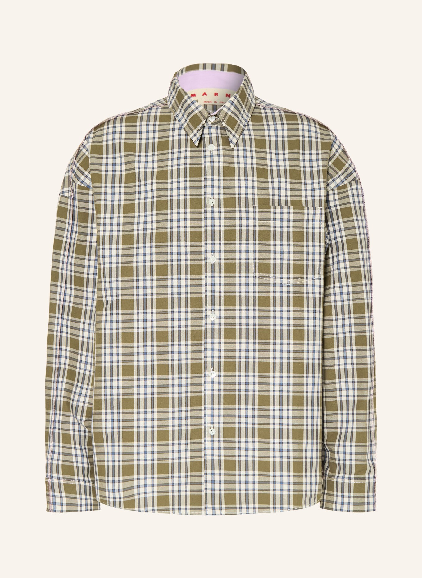 MARNI Hemd Comfort Fit: OLIV / BLAU / WEISS