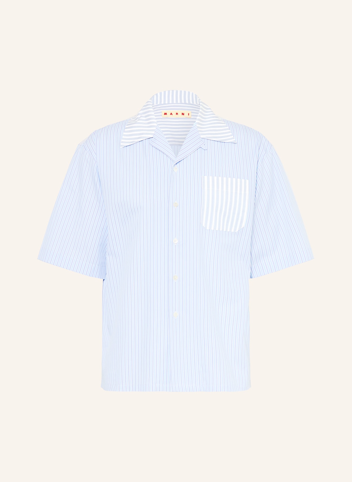 MARNI Comfort Fit Resort Shirt: LIGHT BLUE / BLUE / WHITE