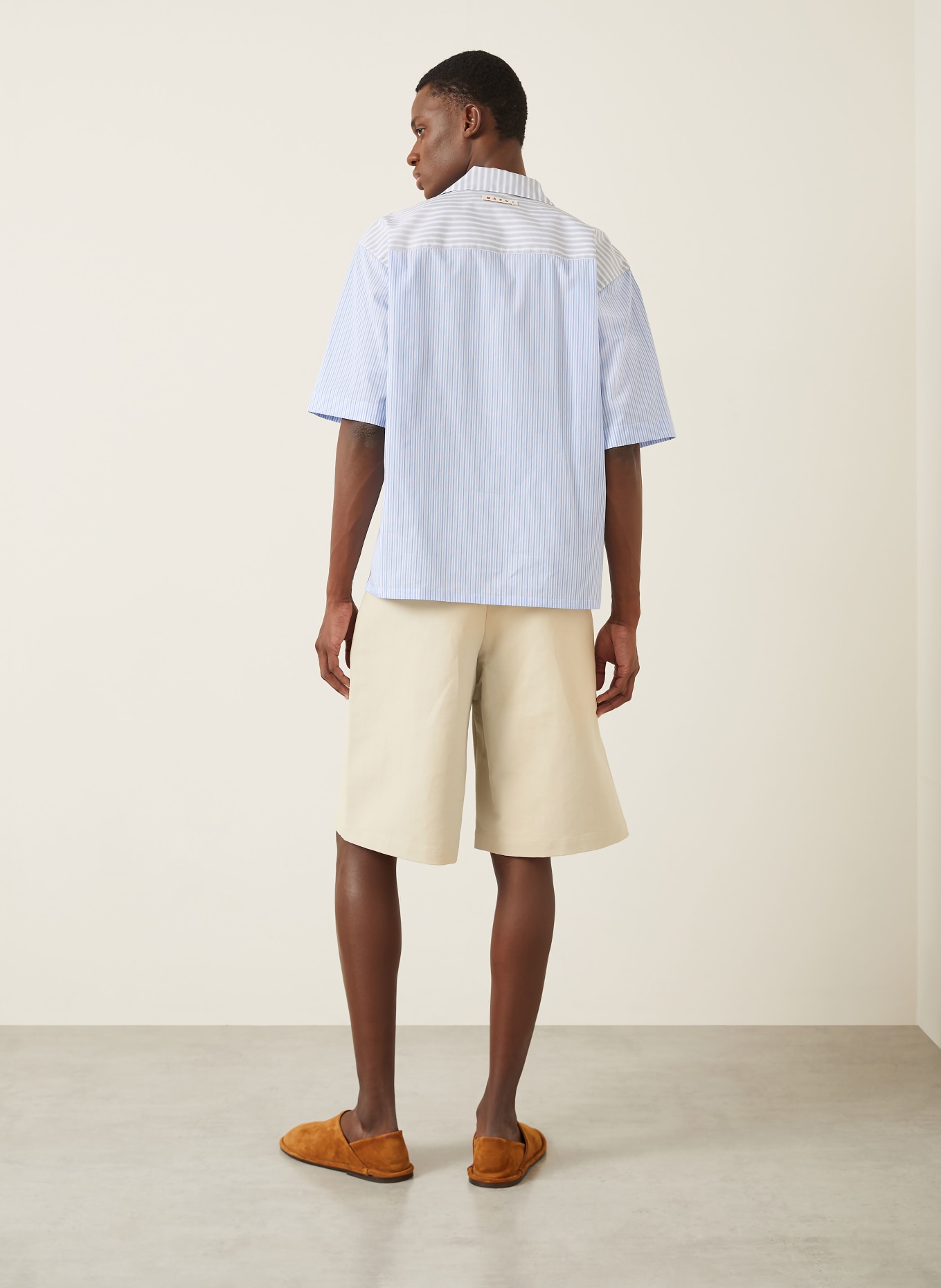MARNI Comfort Fit Resort Shirt: LIGHT BLUE / BLUE / WHITE