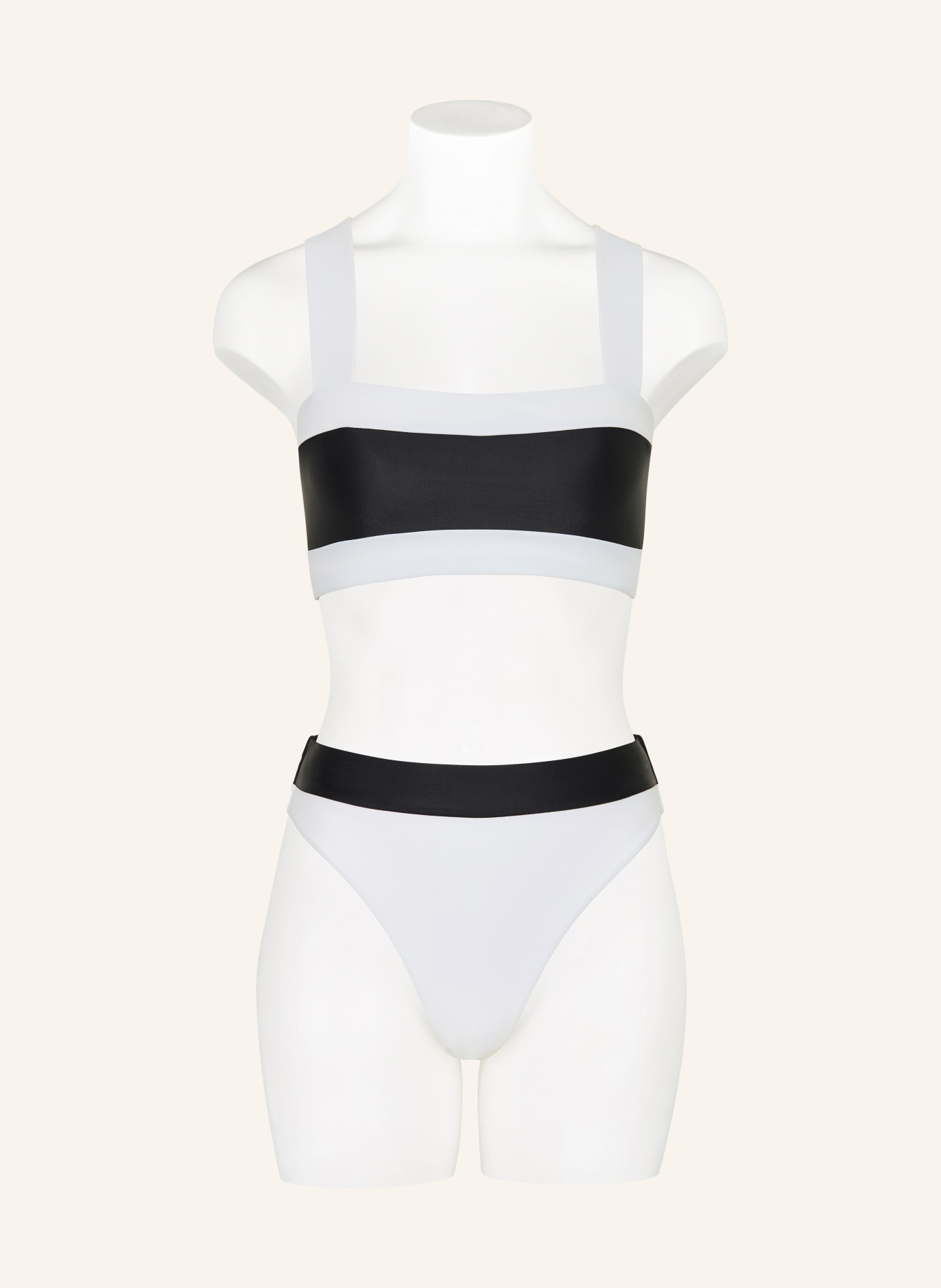 GOLDBERGH Bikinibroekje met hoge taille OCEANE: WIT / ZWART