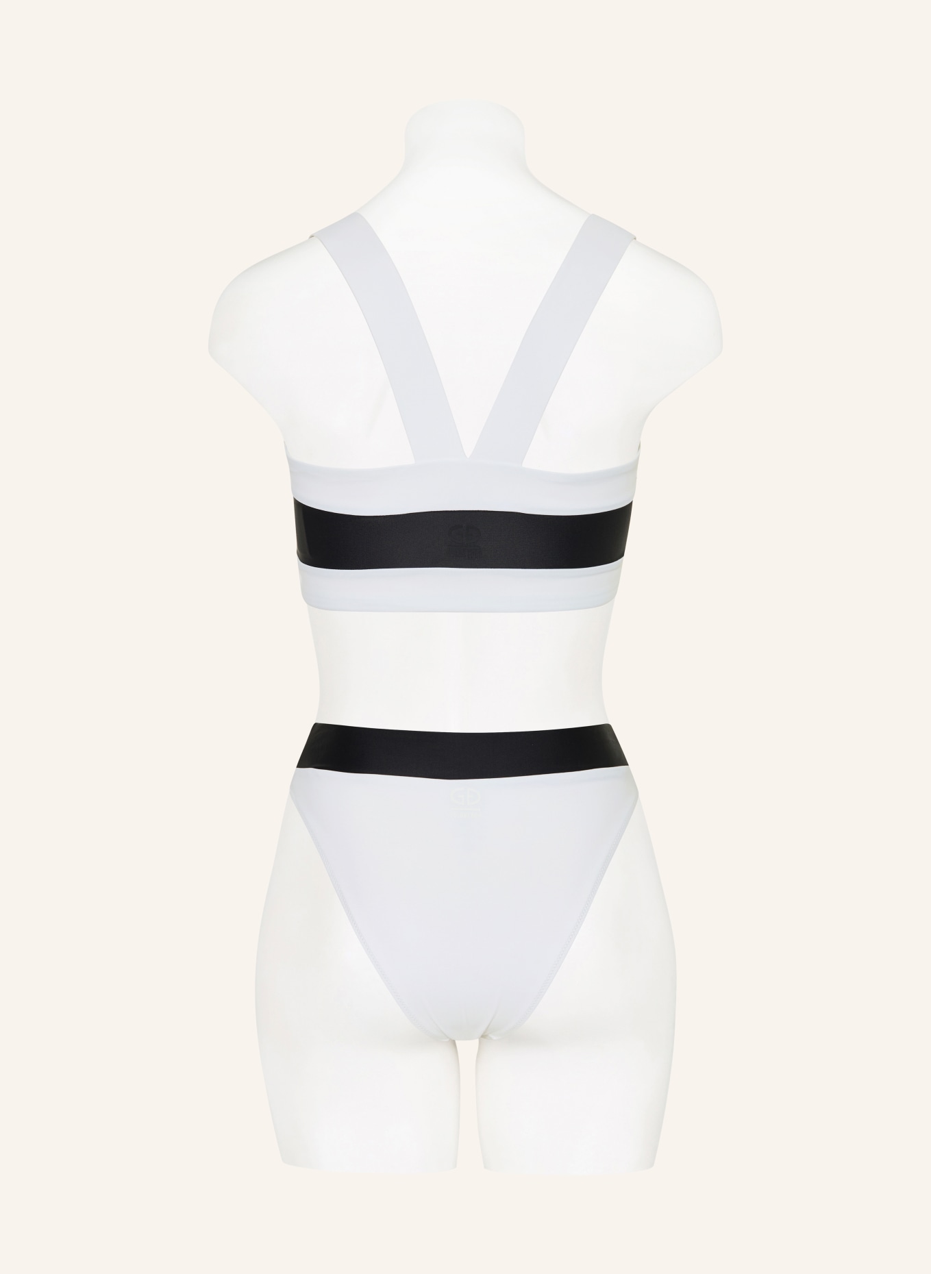 GOLDBERGH Bikinibroekje met hoge taille OCEANE: WIT / ZWART