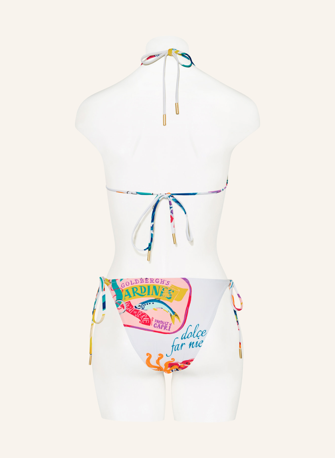 GOLDBERGH Triangel-bikinitop CAPRELLA met sierstenen: CRÈME / GEEL / TURQUOISE